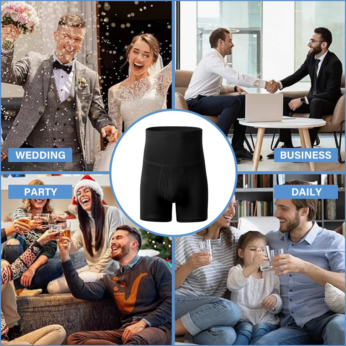 Casey Kevin Shapewear Boxershorts Herren, Bauchweg Herren, Hohe Taille Body Shaper Kompressionshosen Unterwäsche