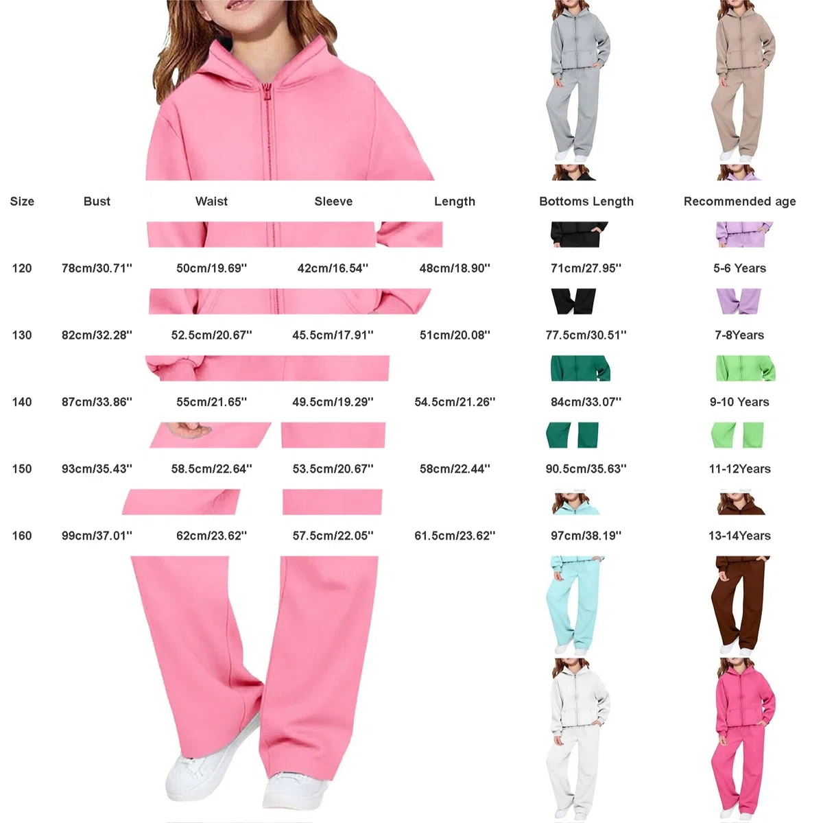 Jogginganzug Mädchen Trainingsanzug Kinder Langarm Sweatjacke und Jogginghose Sommer Atmungsaktiv Sportkleidung Bequem Baggy Jogging Anzug Modische Einschulung Sportanzug