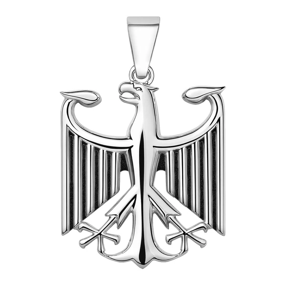 Soul-Cats Halskette mit Bundesadler Anhänger aus 316L Edelstahl, handpoliert, in Silber oder Gold, verschiedene Ketten & Längen 55–70 cm, Geschenkverpackung