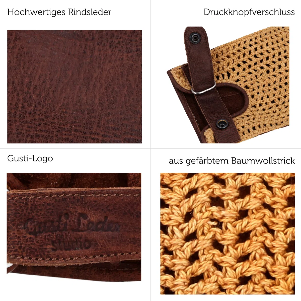 Gusti Leder Lederhandschuhe Maison - Handschuhe Fahrradhandschuhe mit Baumwolldetails Gelb Braun Leder