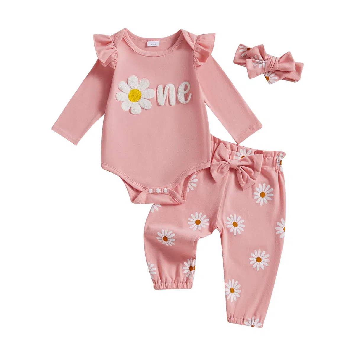 Geagodelia Baby Mädchen 1. Geburtstag Kleidung Babykleidung Outfit Set Langarm Body Strampler + Hose + Stirnband Neugeborene Weiche Babyset 1 Jahr Zweiteiler