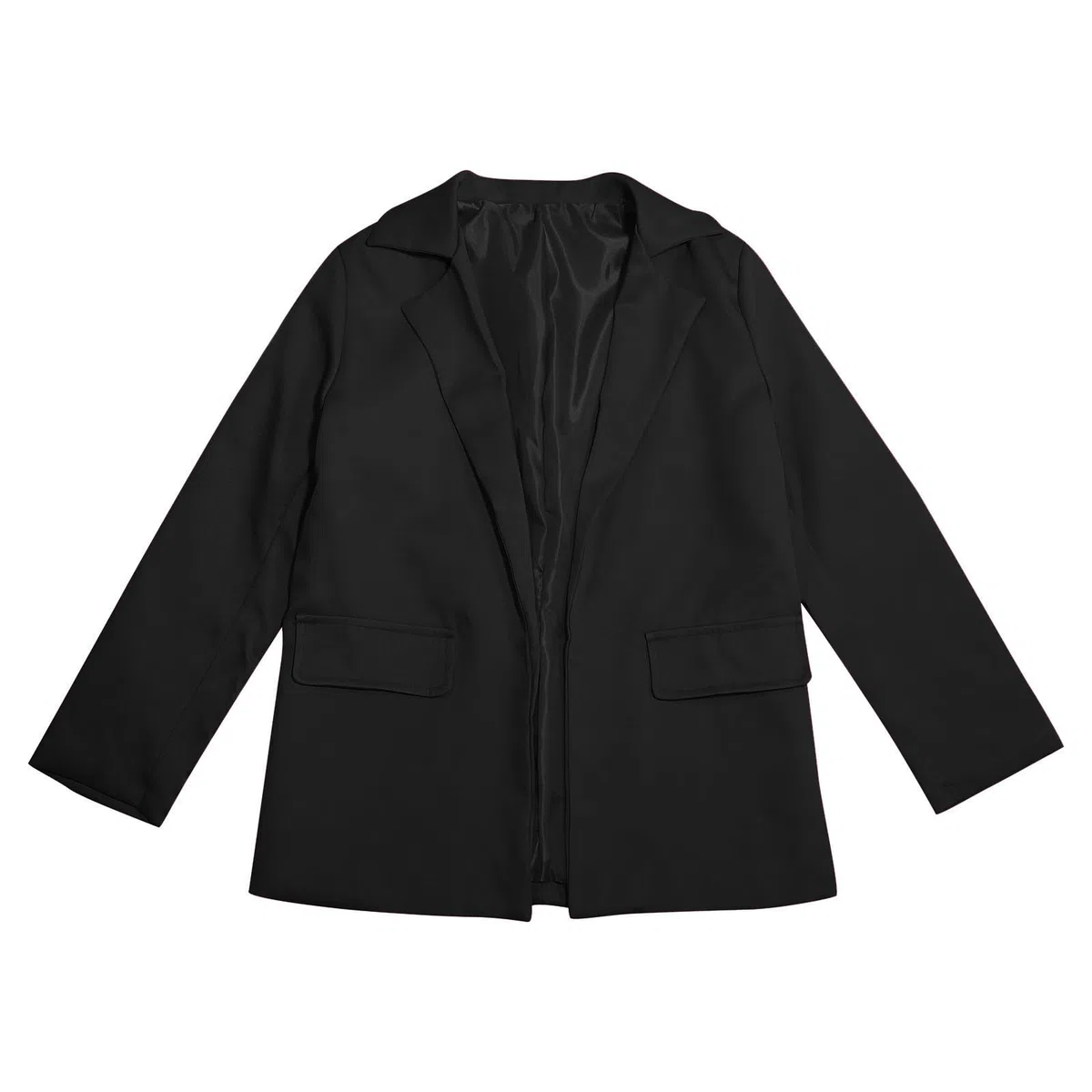 Generisch Blazer Mädchen Elegant Einfarbig Anzugjacke Kinder Freizeitjacke Langarm Trenchcoat mit Seitentasche und Taschen Reverskragen Anzugjacke Offene Front Arbeitsanzug Formale Anzug