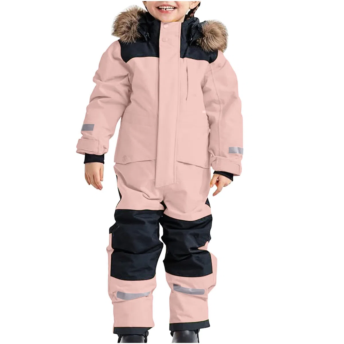 KQIVAM Schneeanzug Kinder Unisex Skianzug Verdickt Warm Skioverall Winter Warme Skianzüge mit Kapuze Schneeoverall Wasserdicht Winddicht Winteranzug Outdoor Thermo Einteiliges Schneeanzüge