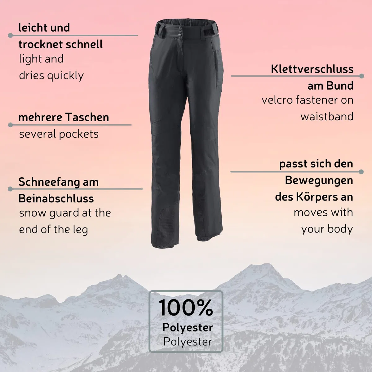 BLACK CREVICE Damen Skihose wärmeisolierend atmungsaktiv wind- & wasserdicht