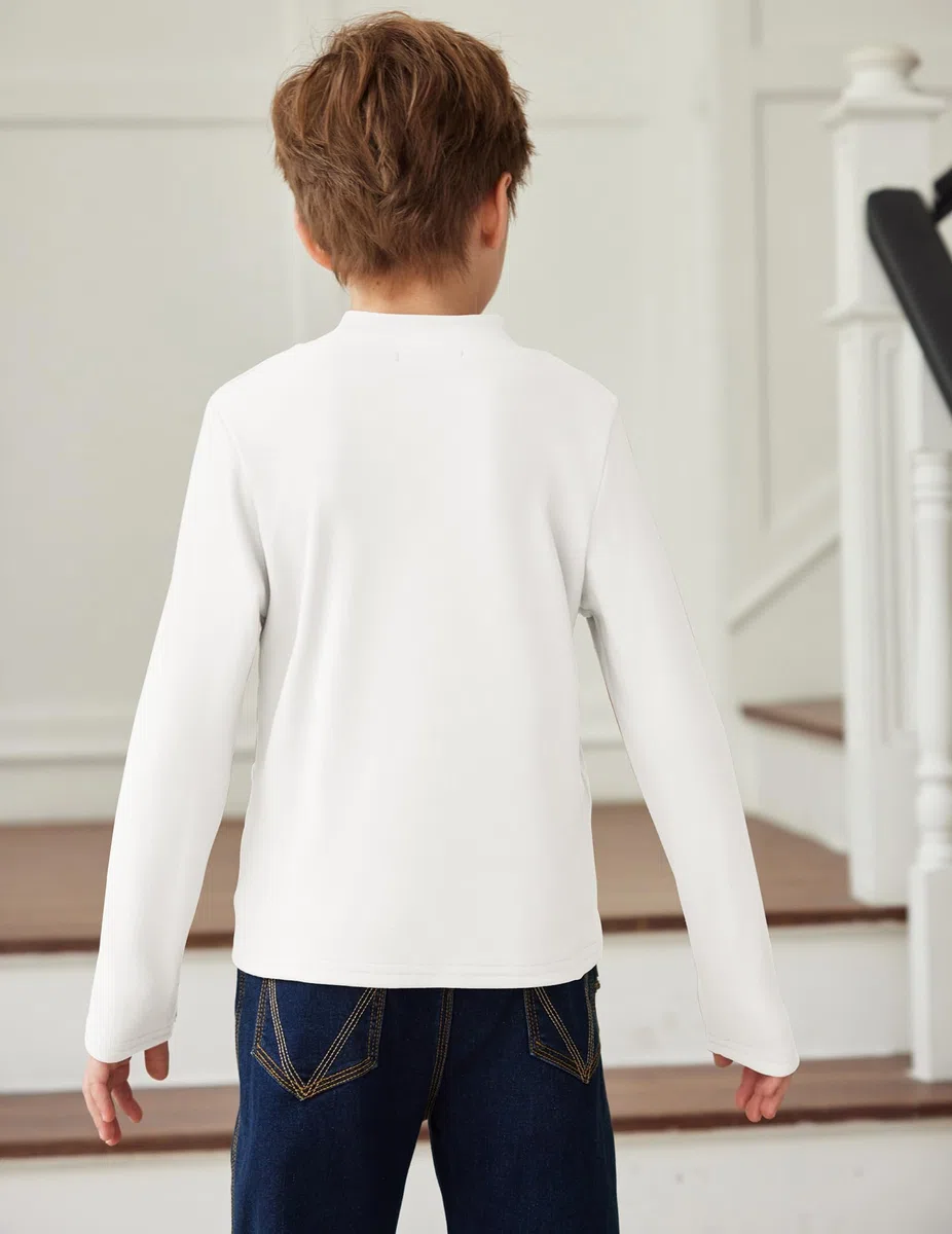 Arshiner Kinder Unterhemd Thermal Top Jungen Langarmshirt Oberteile Klassisch Unterziehshirt Slim Fit Tops Lässige Rollkragenpullover 5-12 Jahre