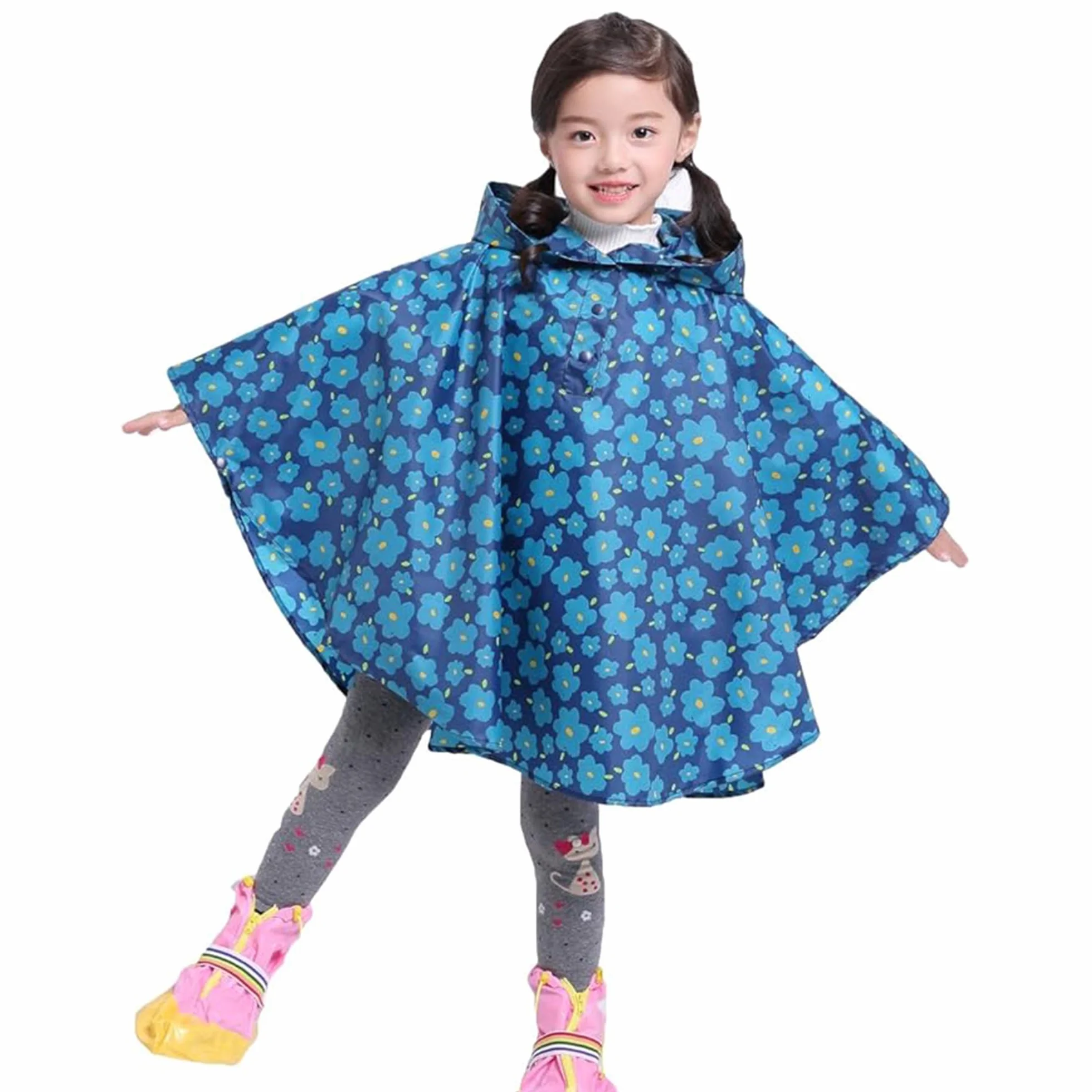 Kinder Regencape, Regenmantel Regenponcho Regenjacke mit Kapuze Wasserdicht Regencape für Jungen Mädchen 1-12 Jahre alt