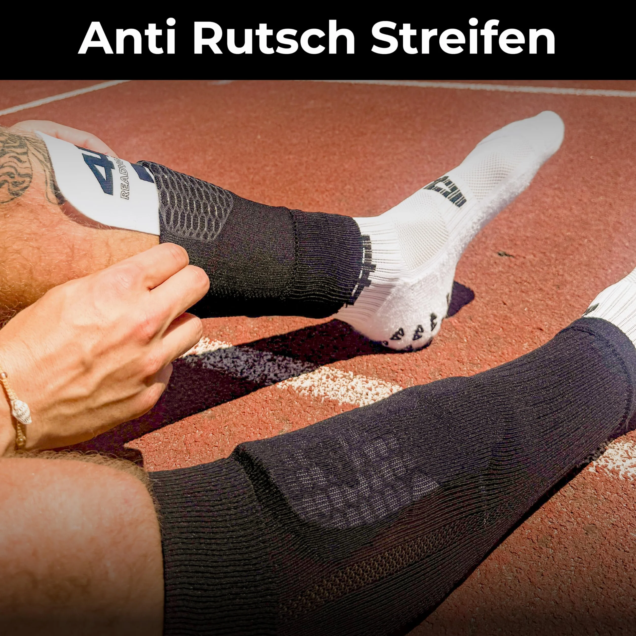 Stutzen ohne Socken mit Silikon Grip für Fußball – Ready for Sport – 1 Paar Sleeve Stutzen für Schienbeinschoner – rutschfest, leicht, flexibel – Soccer Tubes für Herren, Damen, Kinder – One Size