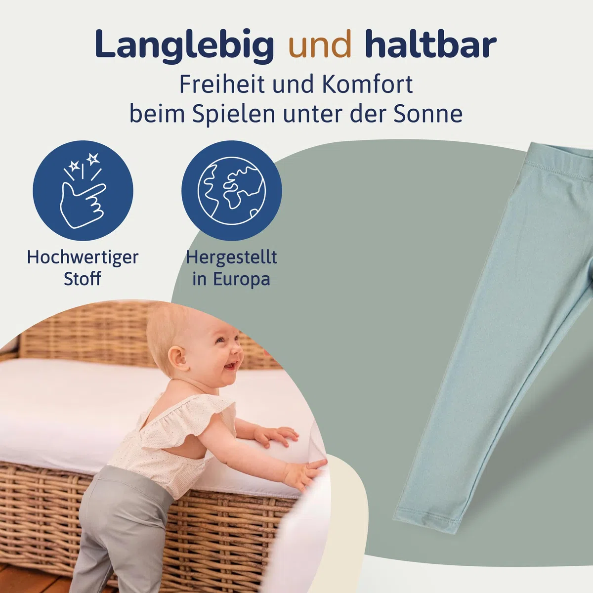 UV Leggings Kinder Langarm & UPF 50+ Sonnenschutz – Ökotex Zertifiziert & schadstofffrei – UV Kleidung Baby gemütlich & nachhaltig – Made in Europe