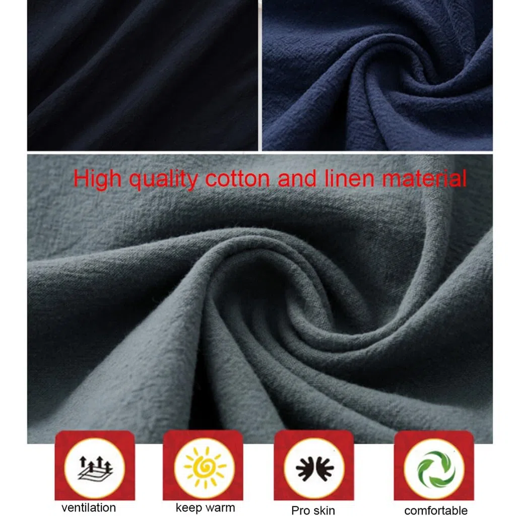 Baumwoll-Leinen-Tang-Anzug für Herren, Hanfu, chinesische traditionelle Kleidung, Kampfsport-Anzug, Kung-Fu-Flügel-Chun-Jacke, langärmelig, Tai-Chi-Uniform, Mantel, Hose