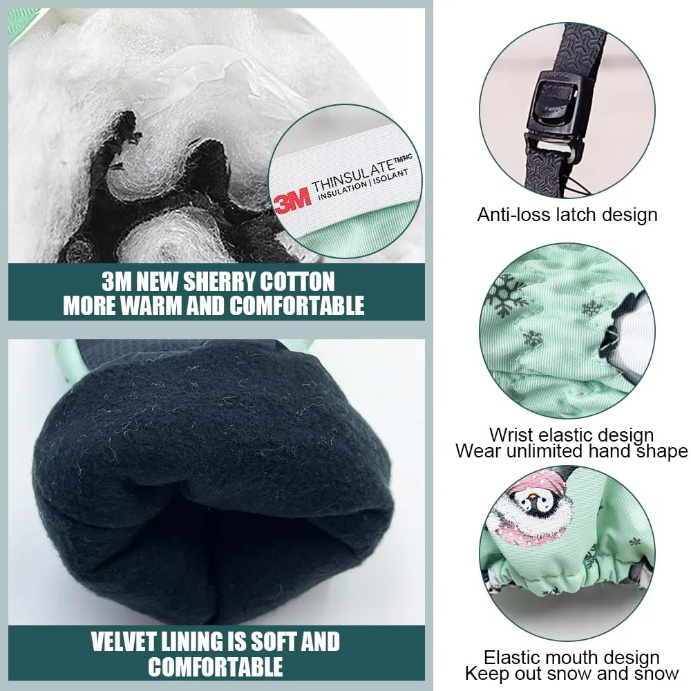 Skihandschuhe Kinder Wasserdicht, Winterhandschuhe Kinder Fleece Verdickt, Kinderhandschuhe Winter Warm, Thermohandschuhe Outdoor Sport Handschuhe Junge Mädchen Kalt Wetter