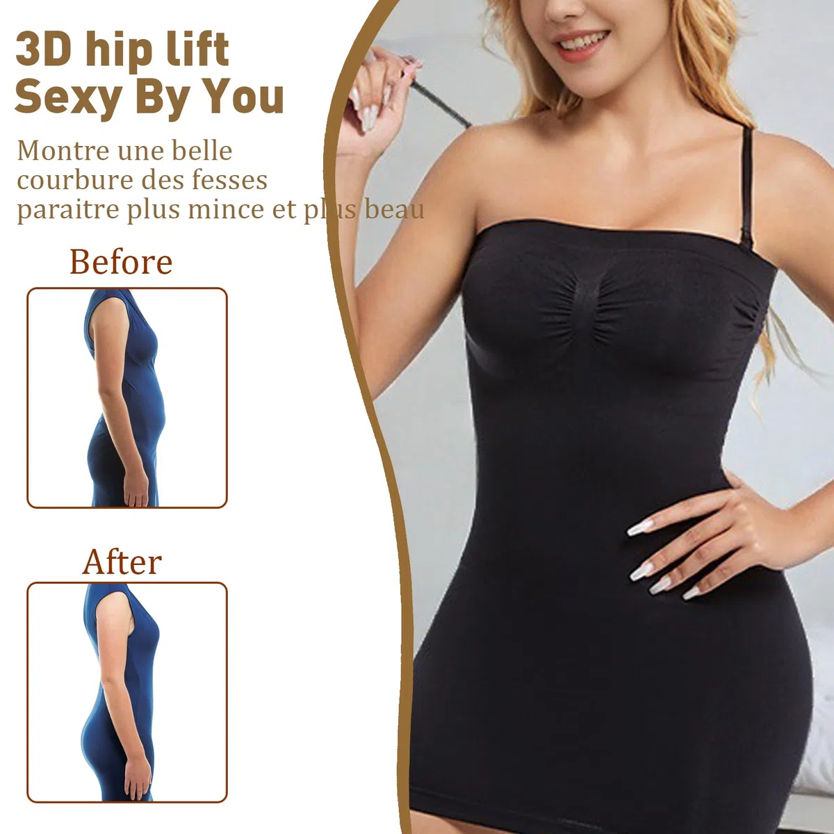 Miederkleid für Damen, Nahtlos Body Shaper Kleid, Bauchweg Shaping Unterkleid, Sexy Negligee Damen Unterrock