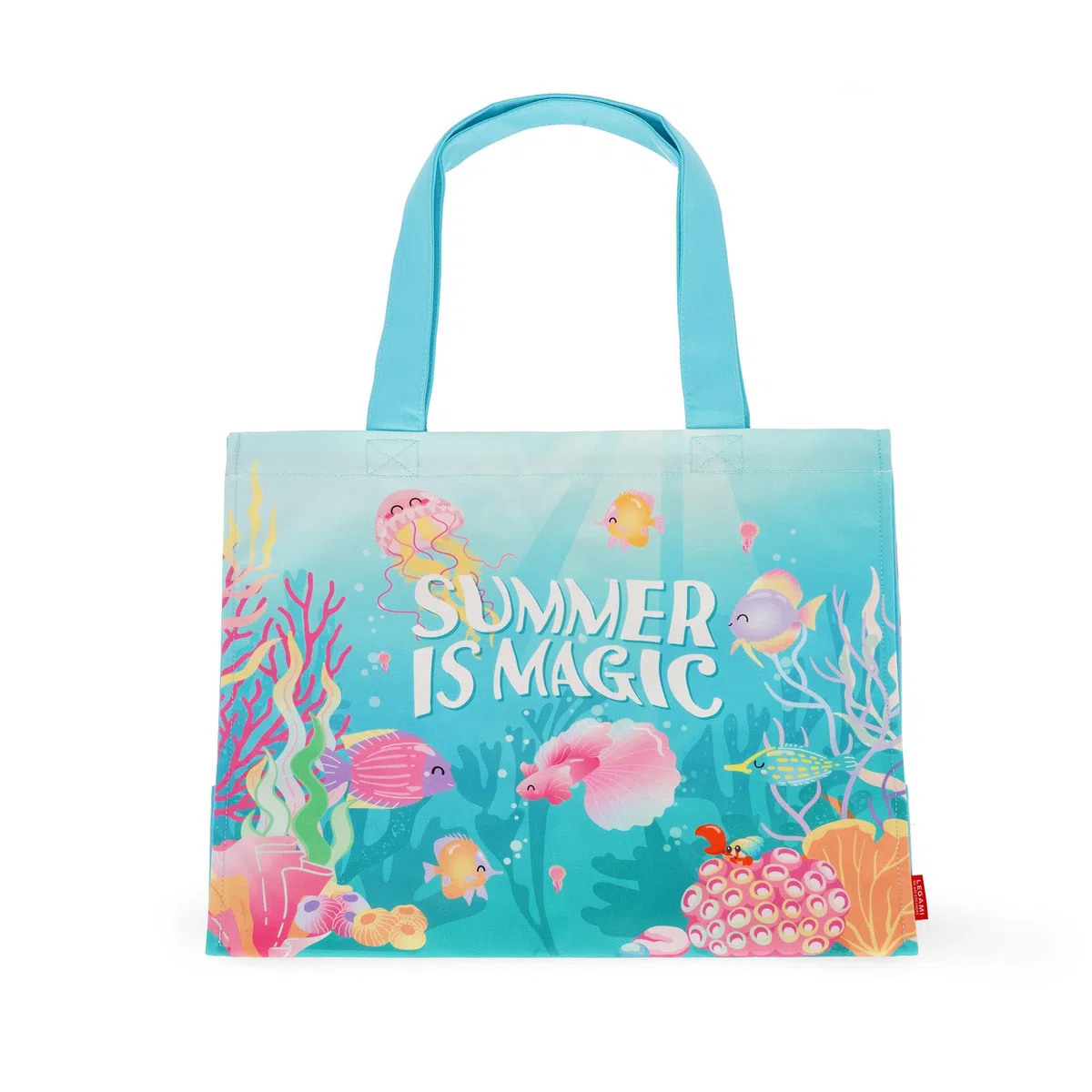 Legami - Strandtasche für Frauen, groß, Strandtasche aus verstärktem Material, Strandtasche mit Magnetknopfverschluss, Tote Bag, fasst bis zu 15 KG, 44 x 61,5 cm