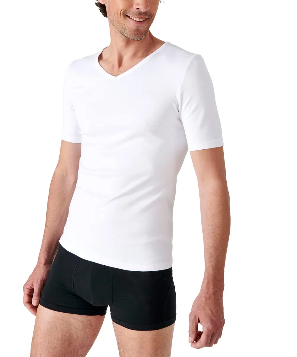 Damart Herren Kurzarm-Shirt mit V-Ausschnitt, Wärmegrad Medium 3. Thermounterwäsche - Oberteil (1er Pack)