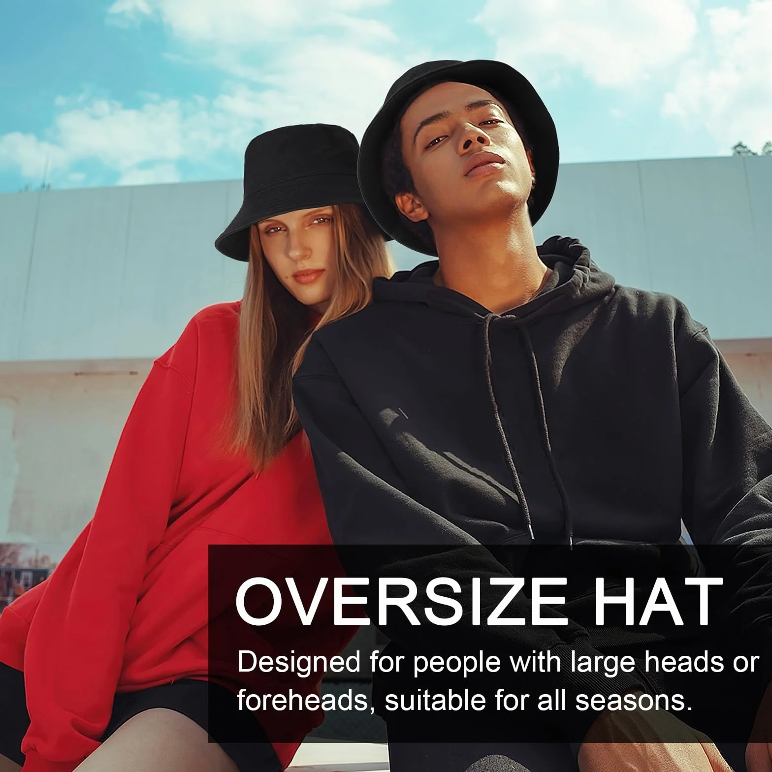 TAGVO XXL Fischerhut für Damen Herren, UPF50+ Reversibel Bucket Hats für Großen Kopf, Beidseitigen UV-Schutz Baumwolle Sonnenhut mit Breiter Krempe