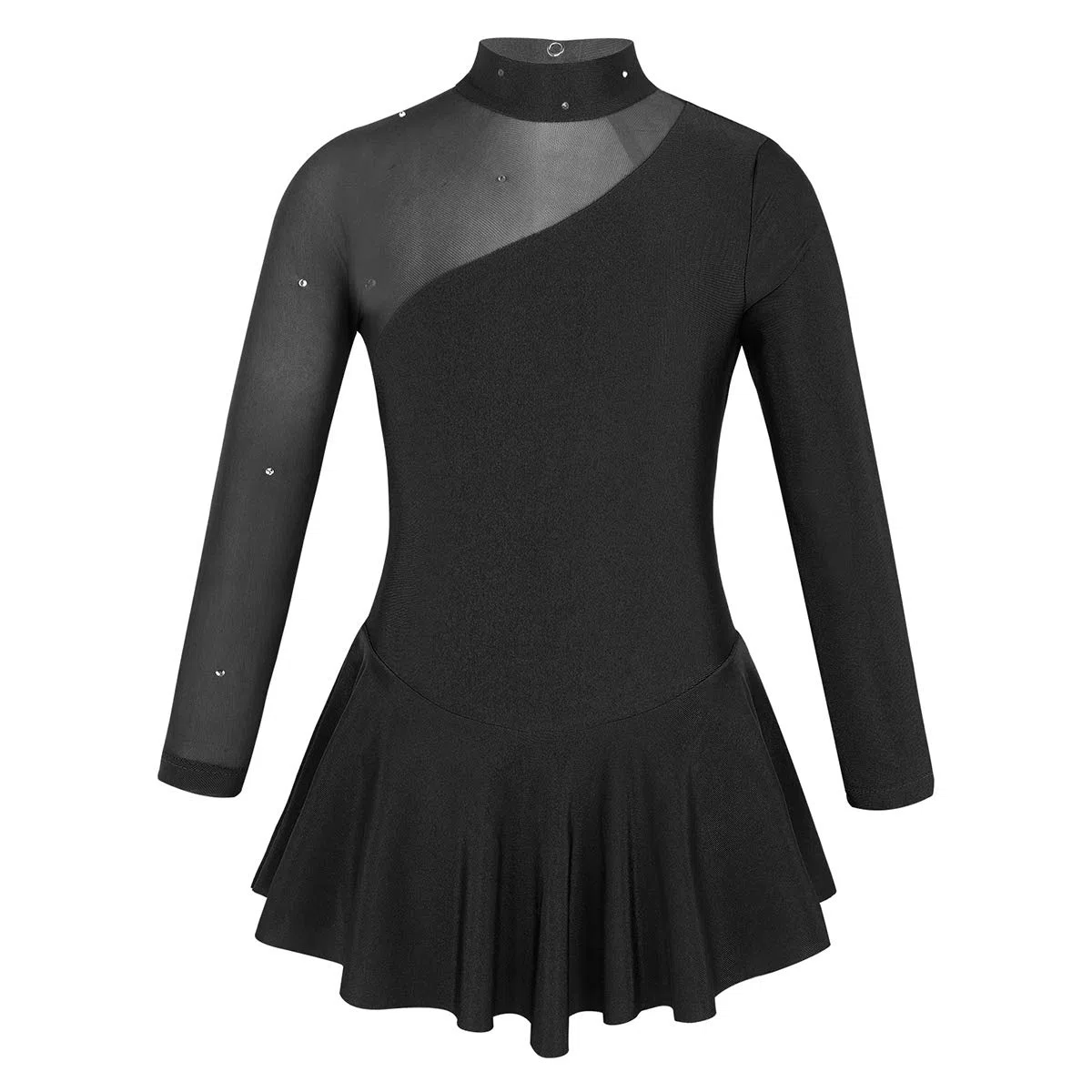 Mädchen Eiskunstlauf Kleid Kinder Rollschuhkleid Wettbewerb Eislaufkleid Mesh-Spleiß Gymnastik Trikot Kleid Gr. 104-152