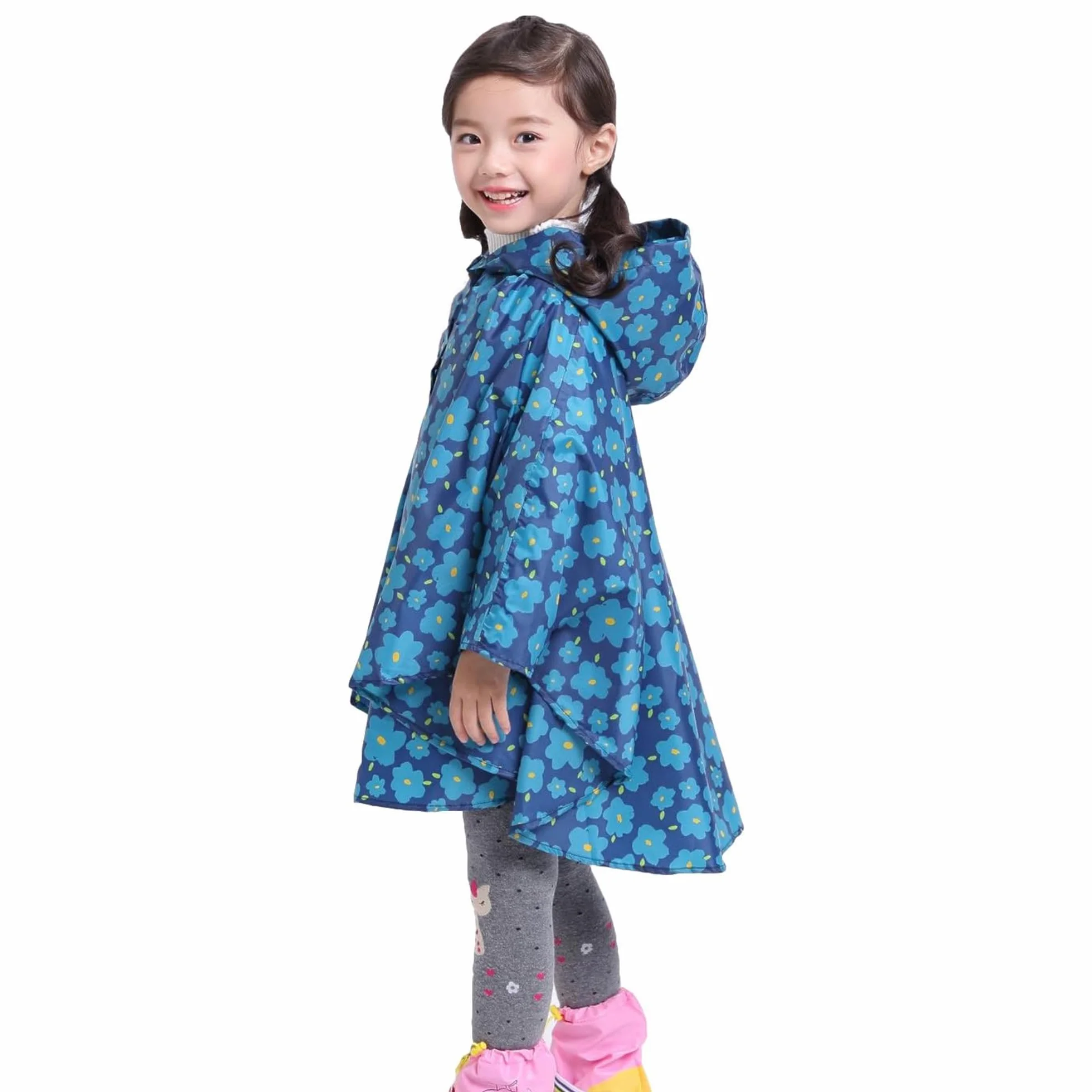 Kinder Regencape, Regenmantel Regenponcho Regenjacke mit Kapuze Wasserdicht Regencape für Jungen Mädchen 1-12 Jahre alt