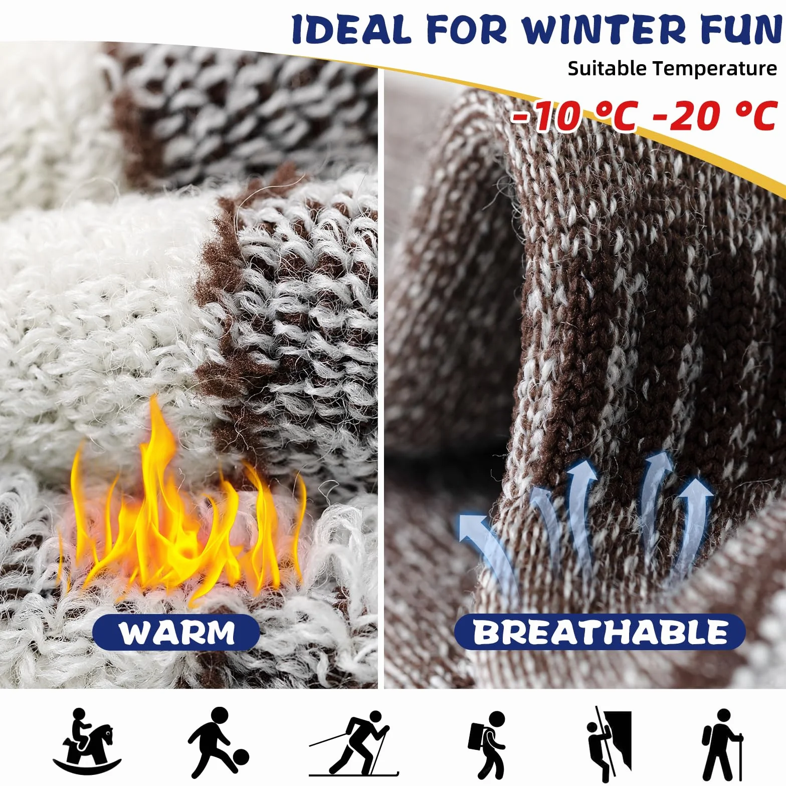 Vihir 4 Paar Wolle Socken Kinder Jungen - Crew Wolle Sportsocken Warme Wintersocken Dicke für Skifahren, Trekking, Wandern 22-26, 26-29, 39-34, 35-38