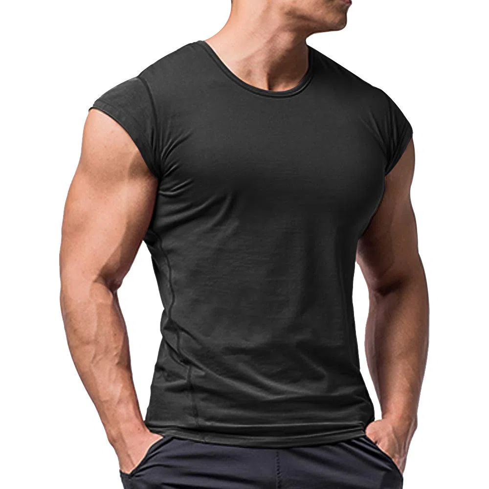 Herren Sportlich T-Shirts Tees Kurz Ärmel Bodybuilding Trainieren Ausbildung Fitness Tops Crew Hals Baumwolle