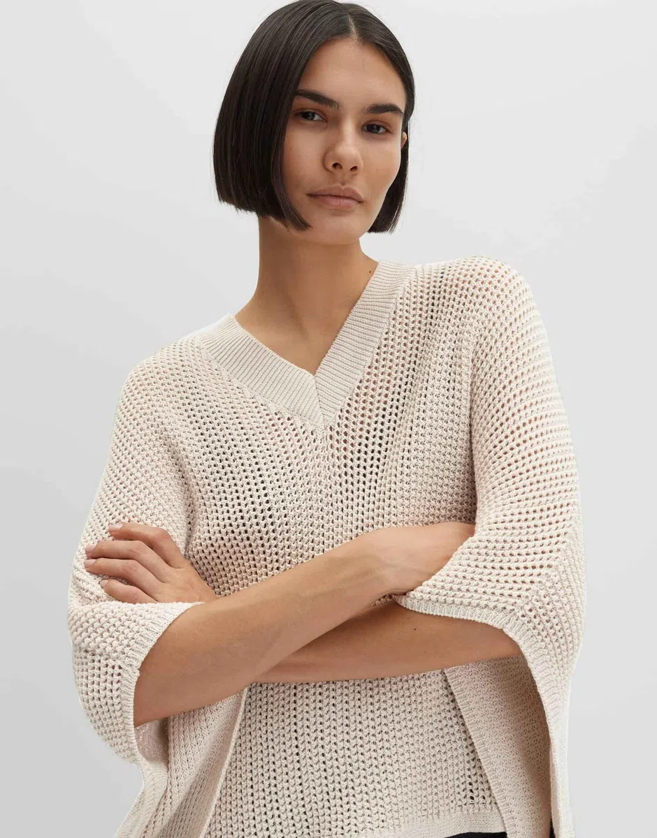 someday Damen Poncho/Cape | Strick Poncho aus BCI Cotton Mix