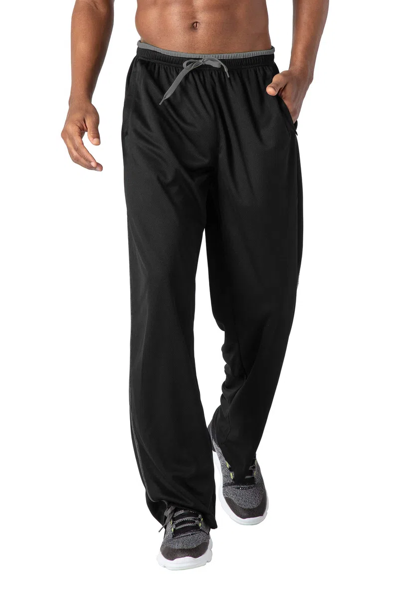 KEFITEVD Herren Leichte Jogginghose mit Zip-Taschen Offen Beinabschluss Trainingshose Meshgewebe Lange Atmungsaktiv Sporthose Weich Sweathose