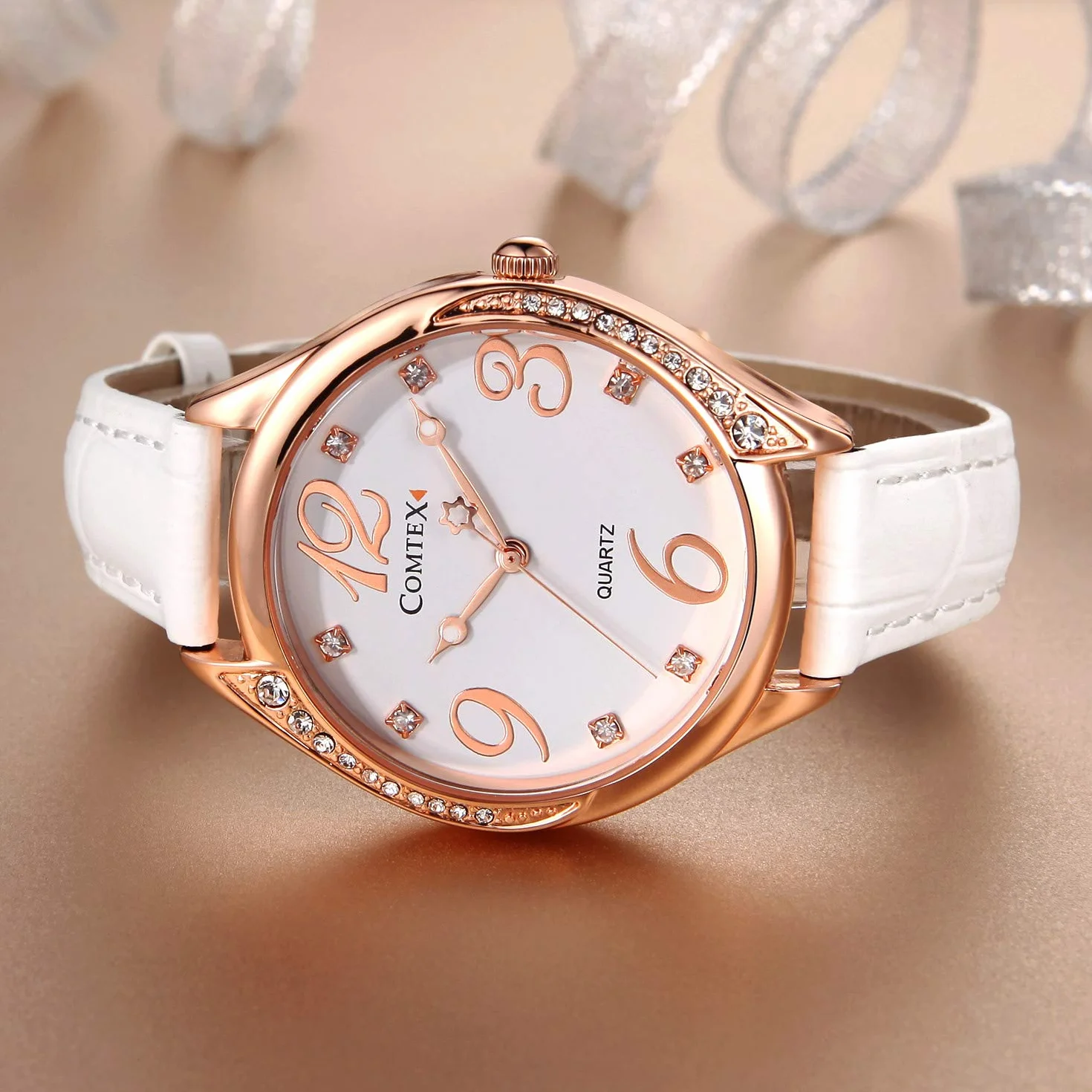 Comtex Modische Damen-Armbanduhr Analog Quarz Weiß Zifferblatt Armbanduhr…