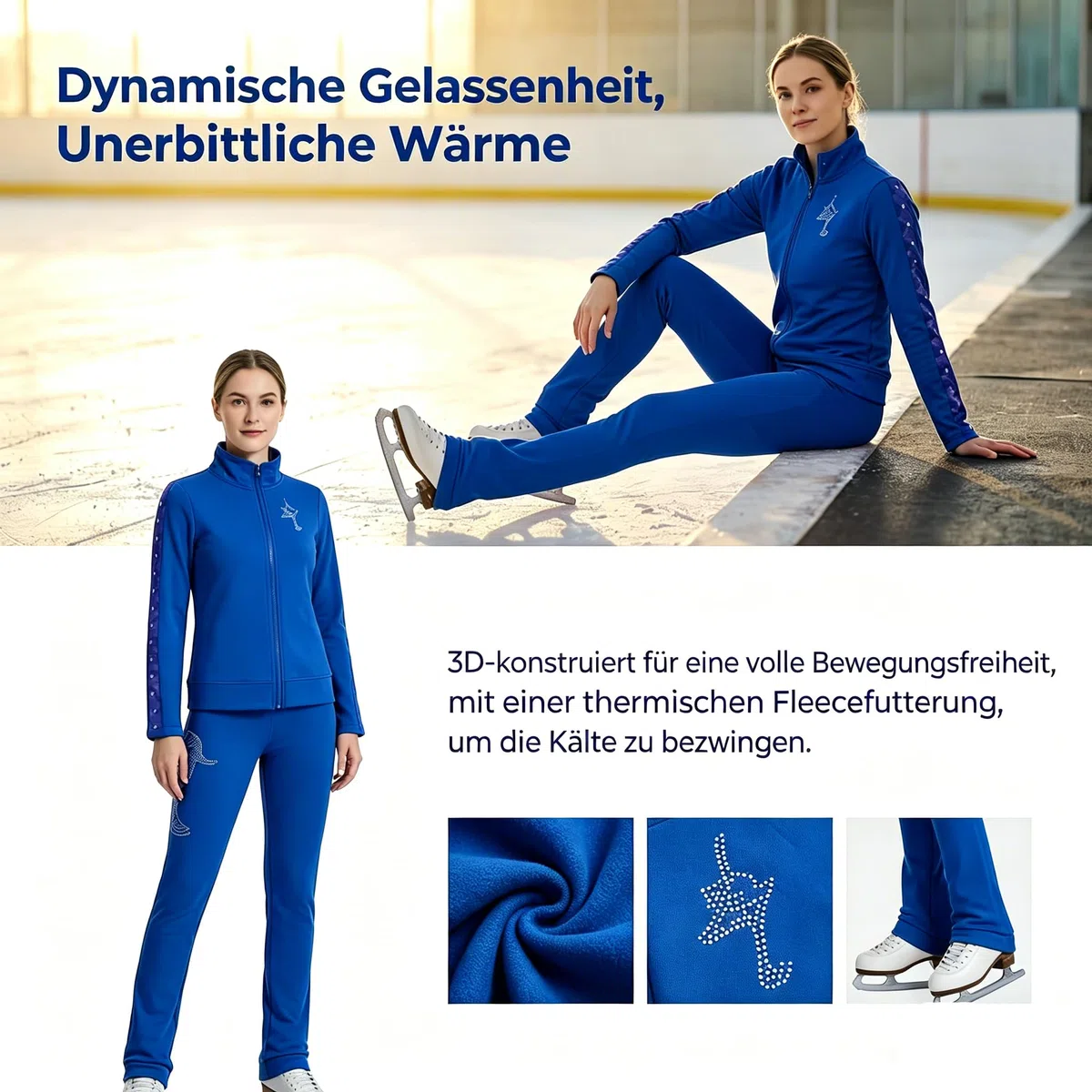 Mädchen Eiskunstlauf Trainingsanzug, fleecegefüttert, warmes Eissport Outfit