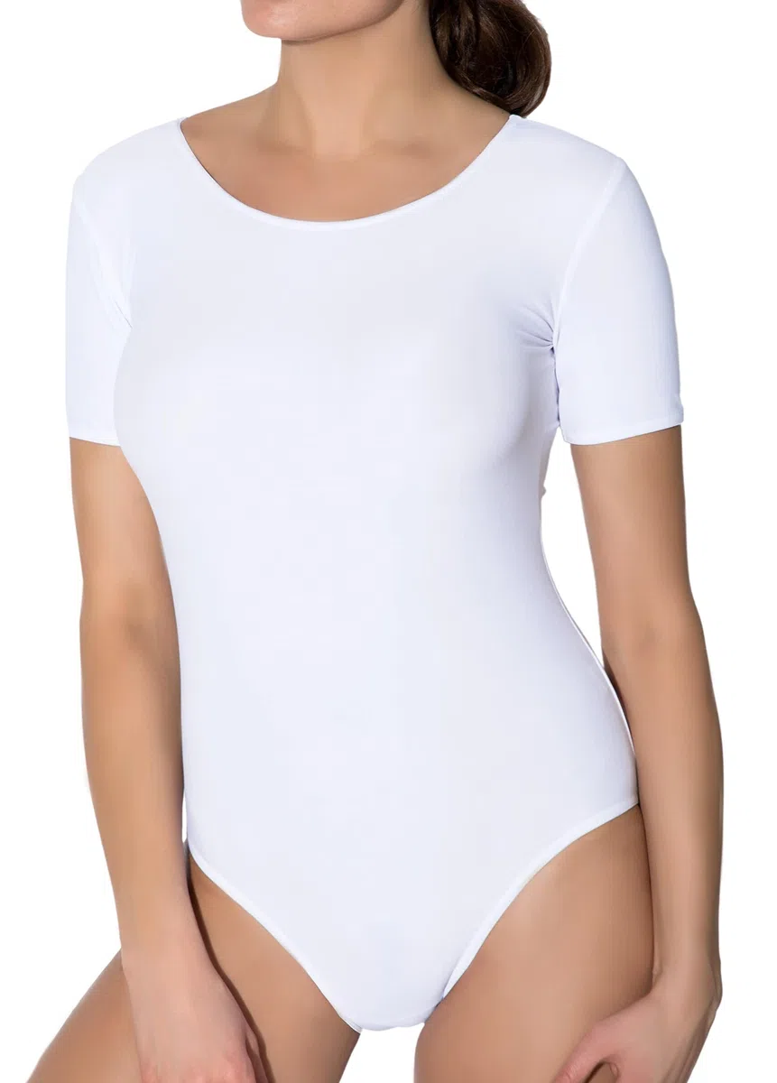 Aquarti Damen Ballett Trikot Kurzarm Gymnastik Tanz-Body