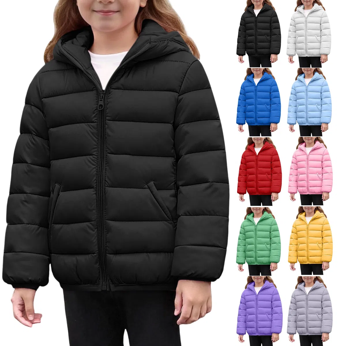 Winterjacke Mädchen Leichte Steppjacke Warme Daunenjacken mit Kapuze Wintermantel Kinder Winter Puffer Jacke Dick Steppmantel Basic Kinderjacken Outdoor Mantel Daunenmantel Parka 4-12 Jahre