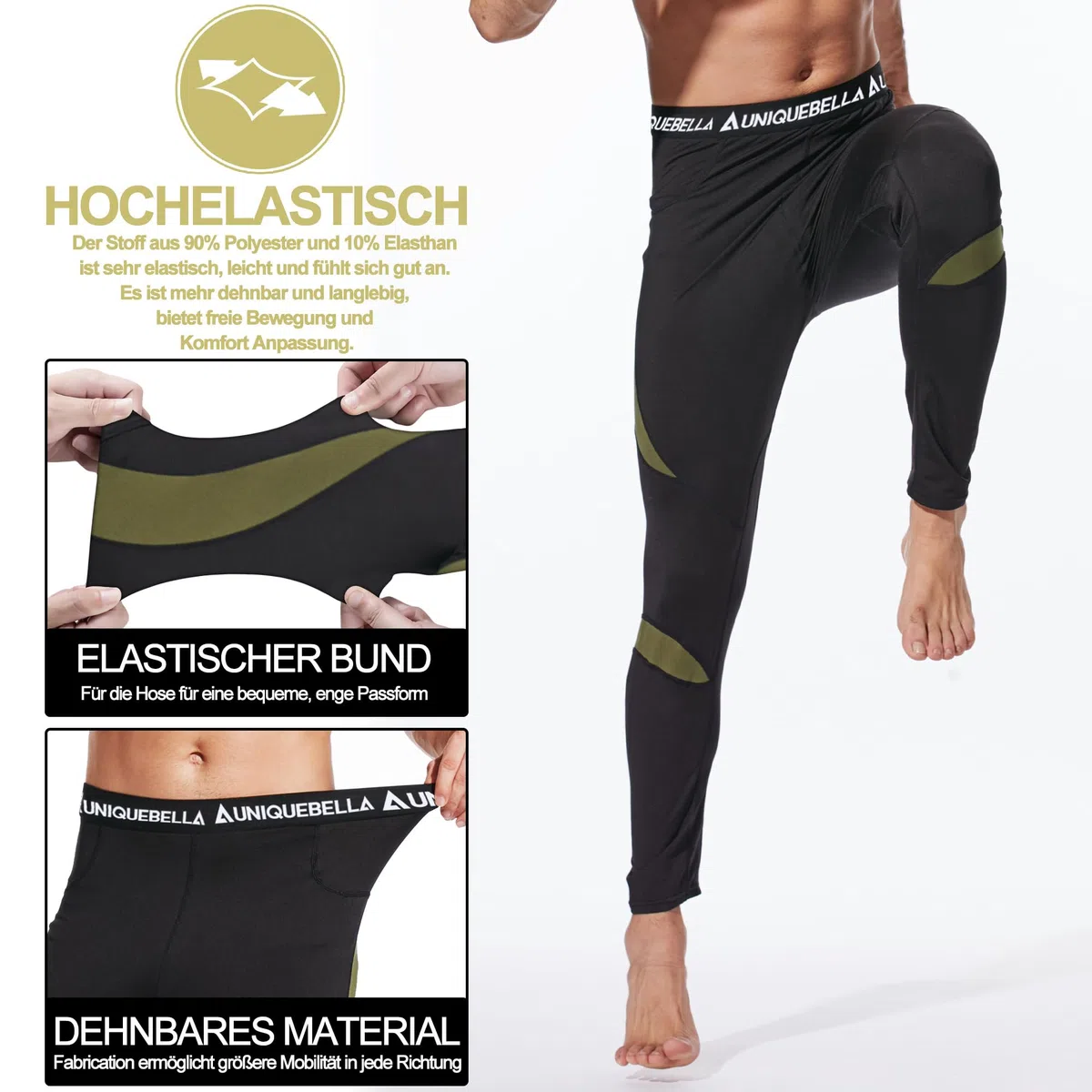UNIQUEBELLA Thermounterwäsche Unterhose, Funktions Herren Funktionswäsche Skiunterwäsche Winter Suit Ski Thermo-Unterwäsche Thermowäsche Leggings