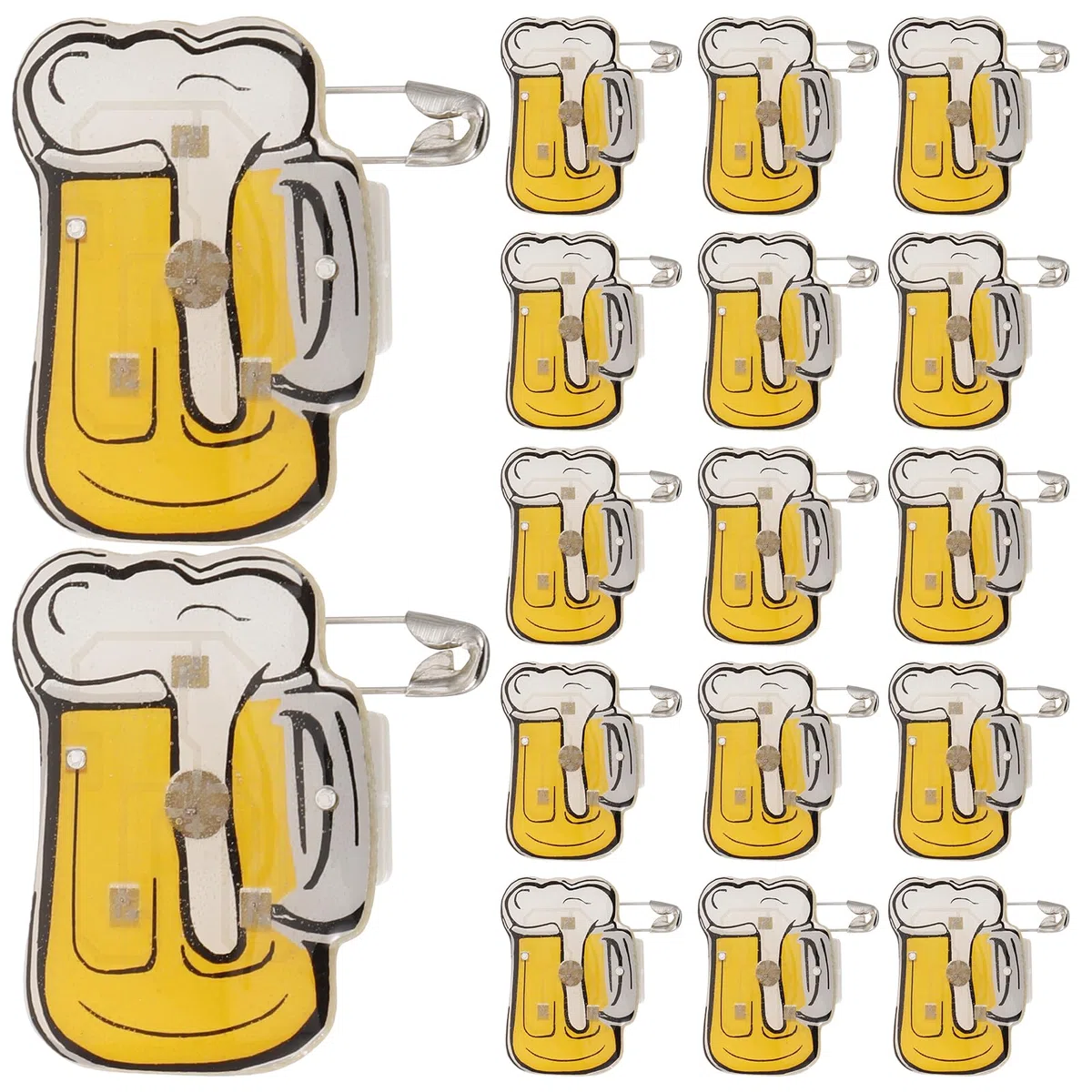 Toyvian Brosche LED Licht Blinky Bier Becher Form Abzeichen Oktoberfest Deko 25 Stück (Zufällige Farbe)