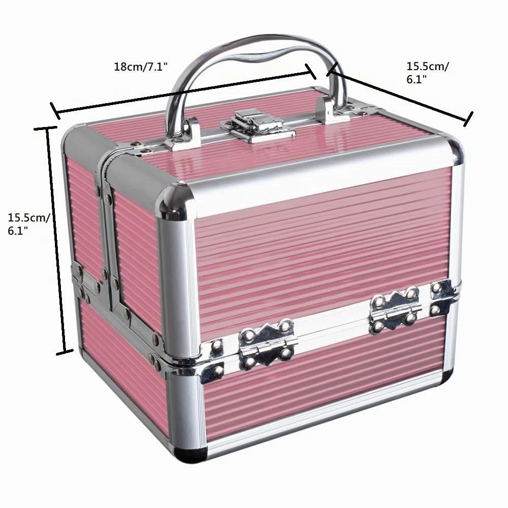 iGadgitz Home Mini Klein Aluminium Kosmetikkoffer, Schminkkoffer, Beautycase, Makeupbox - 4X ausklappbare Fächer, großes Bodenfach & Tragegriff - Klein