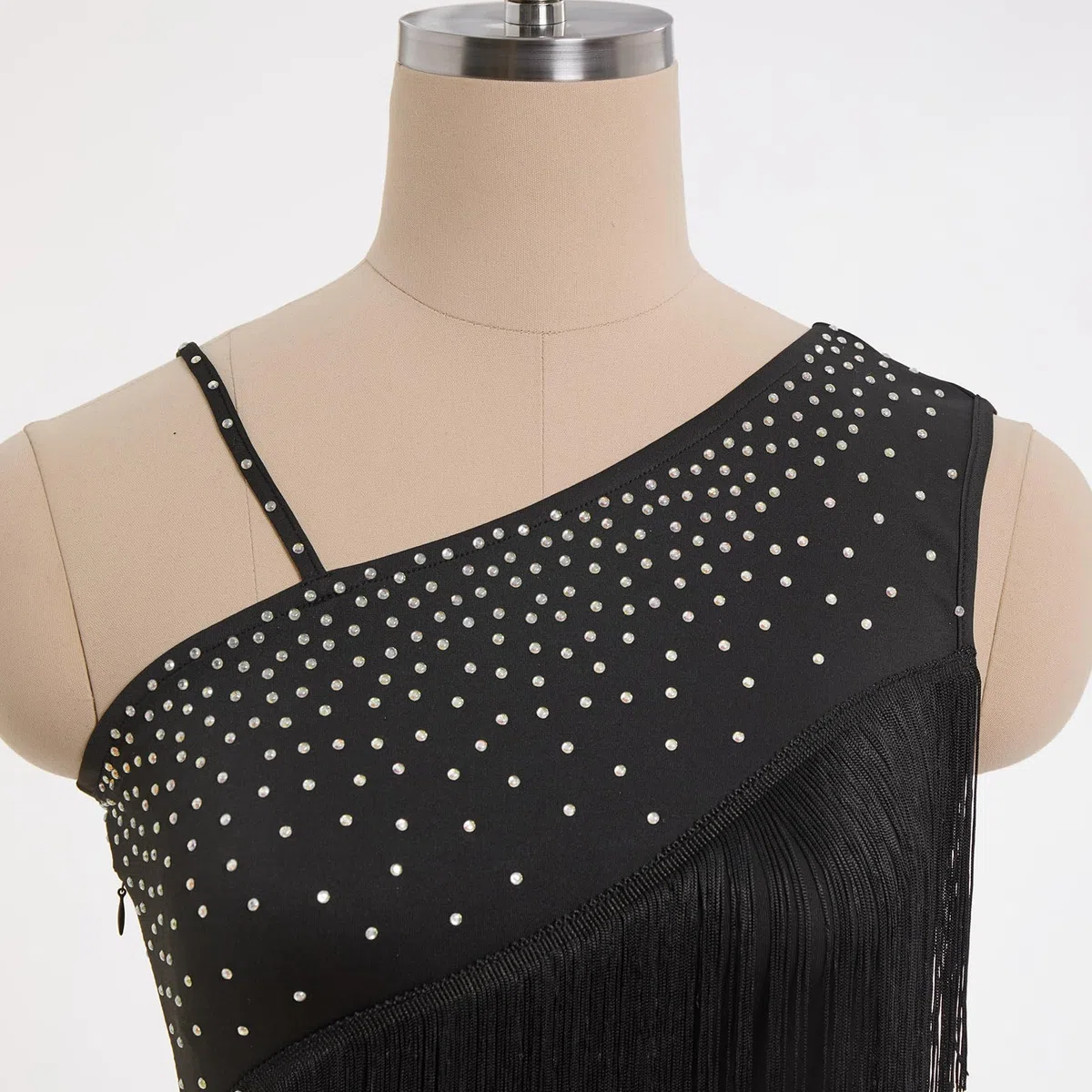 Damen Asymmetrisch Eine Schulter Strass Fransen Latin Dance Kleid 1920s Pailletten Quaste Flapper Kleider Salsa Cha-Cha Ballroom Dance Kostüm