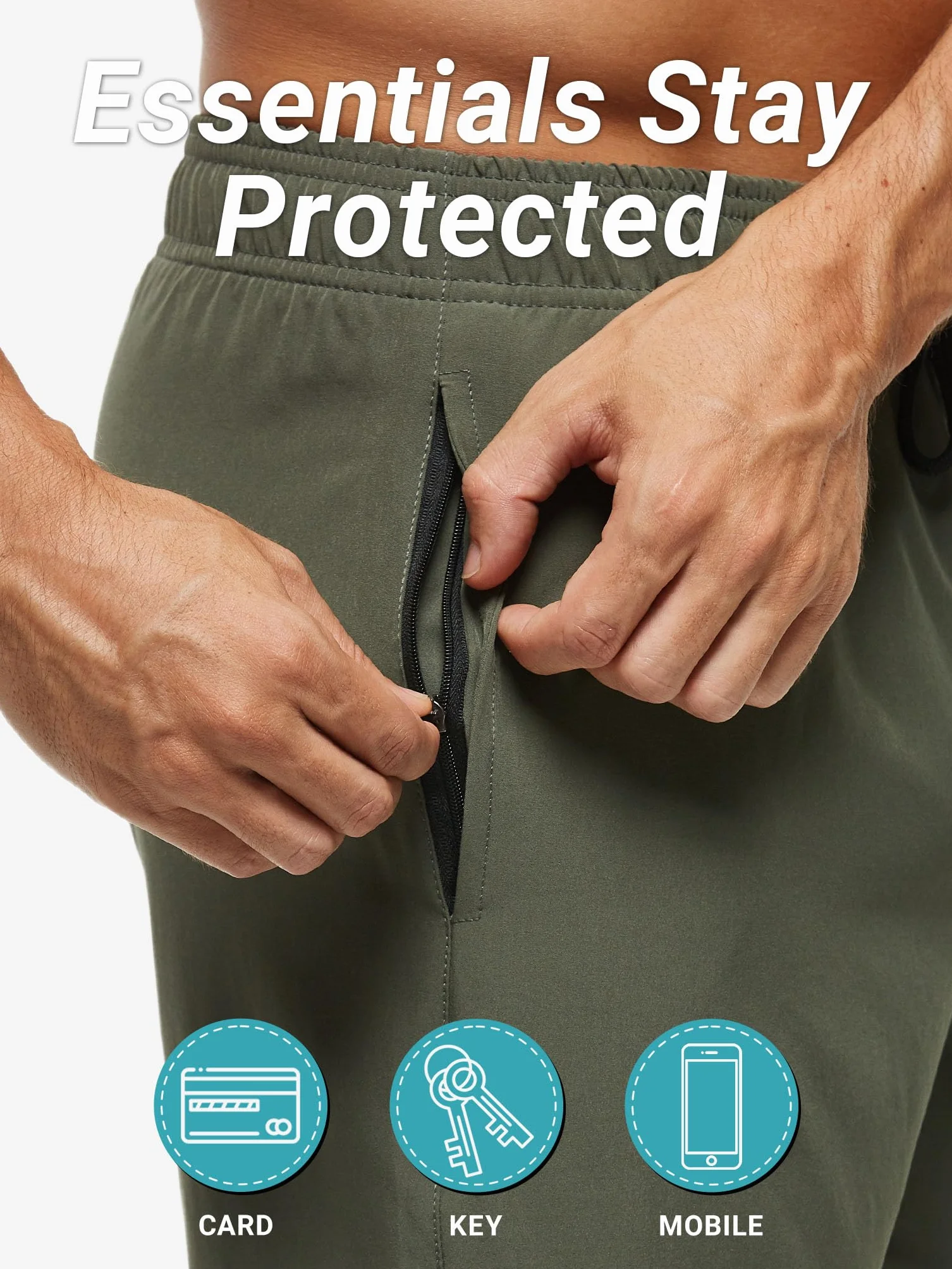 Arcweg Badehose für Herren mit Reißverschlusstasche Atmungsaktiv Wasserabweisend Badeshorts Männer Trainingsshorts Elastisch Verstellbar Mit Tunnelzug Meshfutter