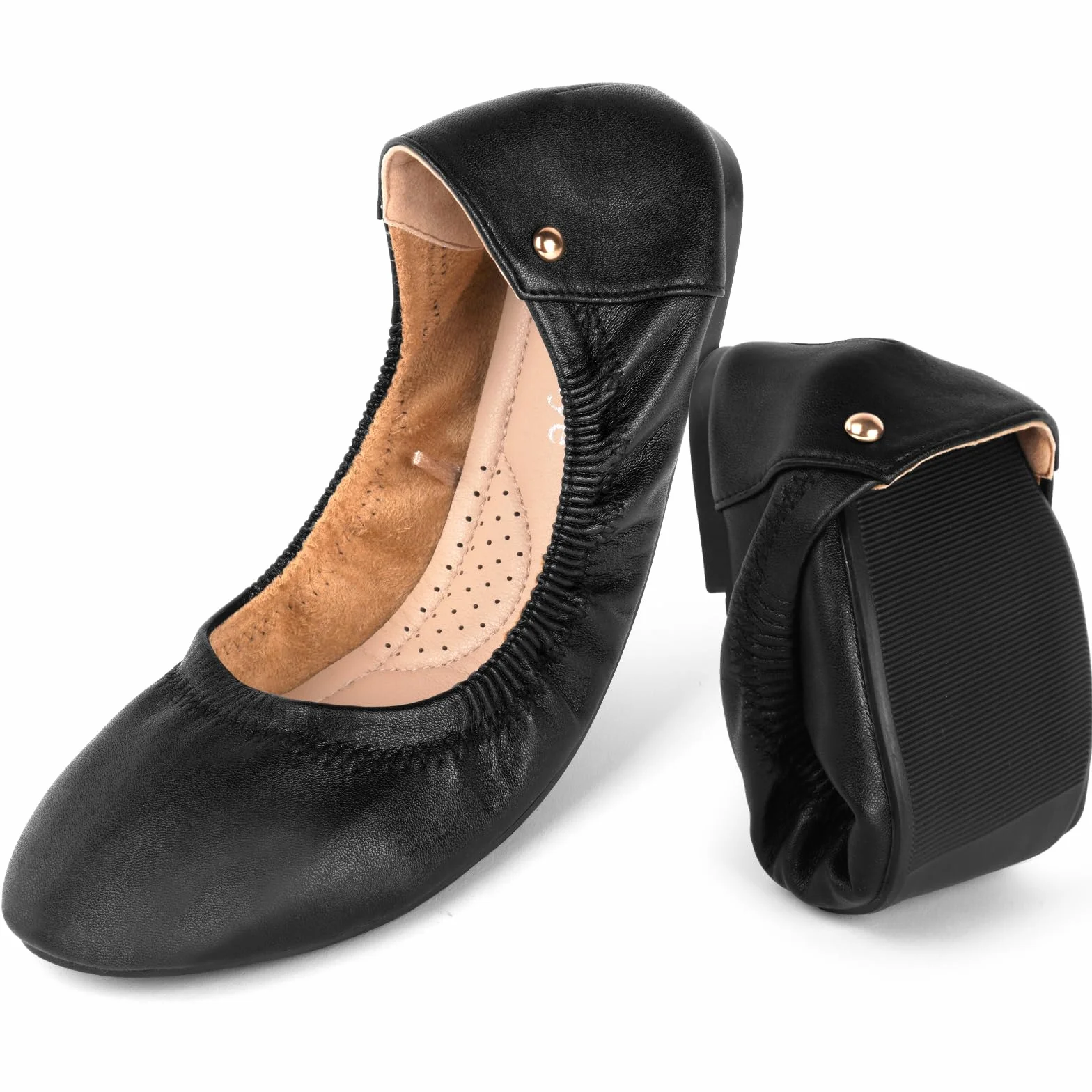 OFFCUP Damen Ballerina Leder, Damen Klassische Ballerinas Flach | Ballerinas Runde Zehe, Freizeit Tanzschuhe Ballerinas Damen Flats Schuhe Weich Leicht Bequem, Gr.38-41
