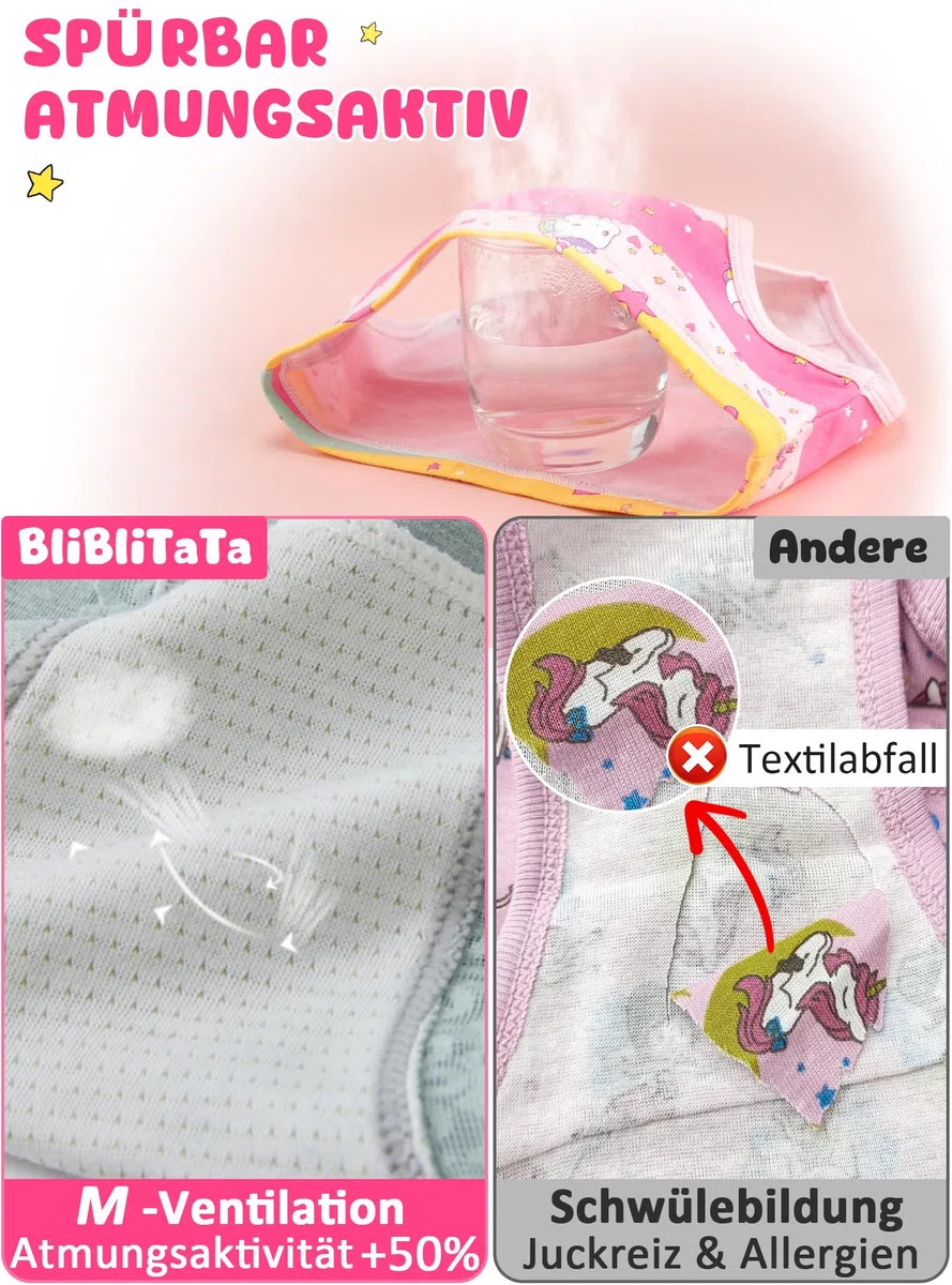 Mädchenunterwäsche,Weiche,Nahtlose Baumwoll-Unterhosen für Kleinkinder&Größere Kinder,Atmungsaktive Slips,8er-Pack