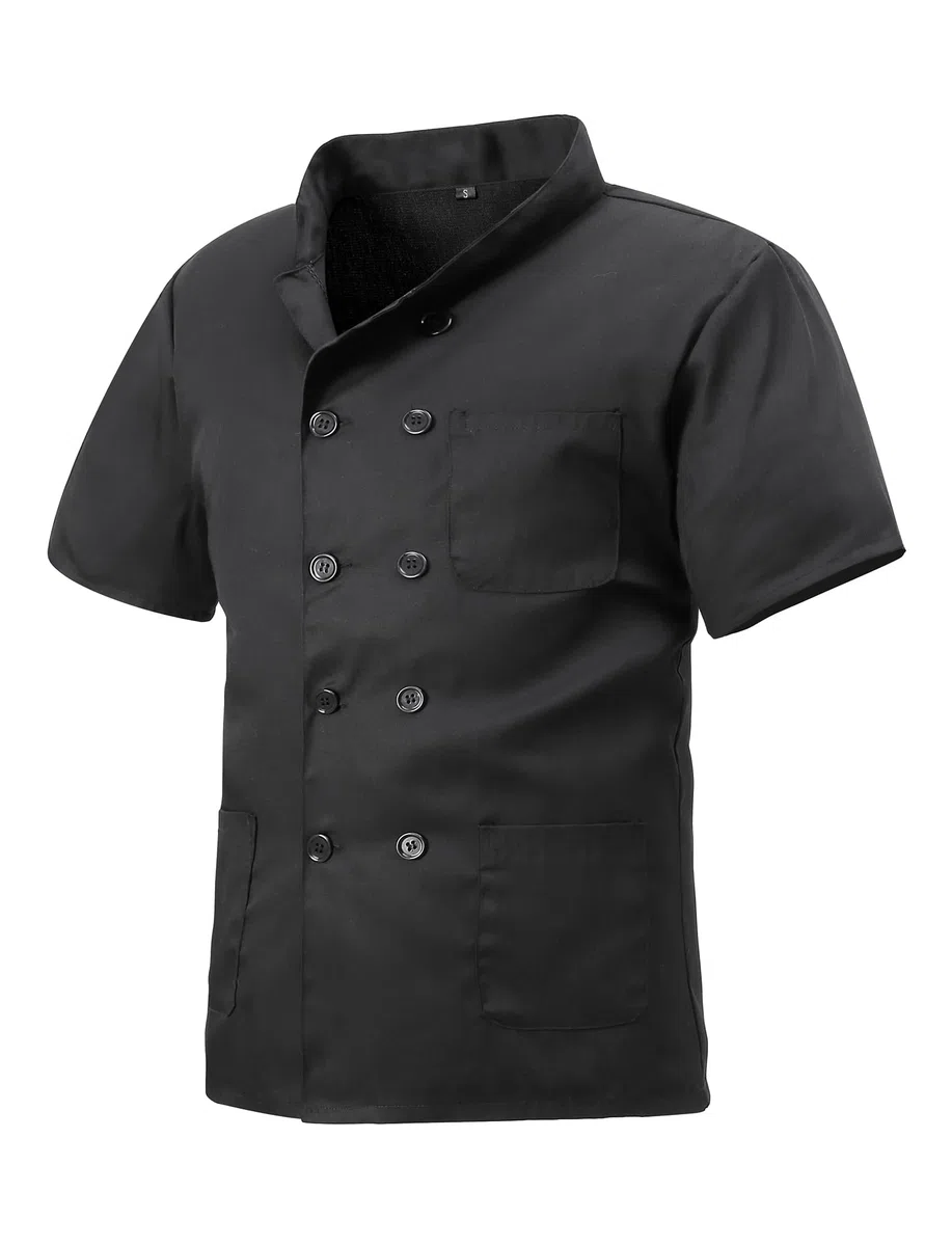 Kochjacke für Herren & Damen Slim Kochjacke mit Druckknöpfen Herren Modern Style Kurzarm Bäckerjacke Professional Chef Uniform Kurzarm