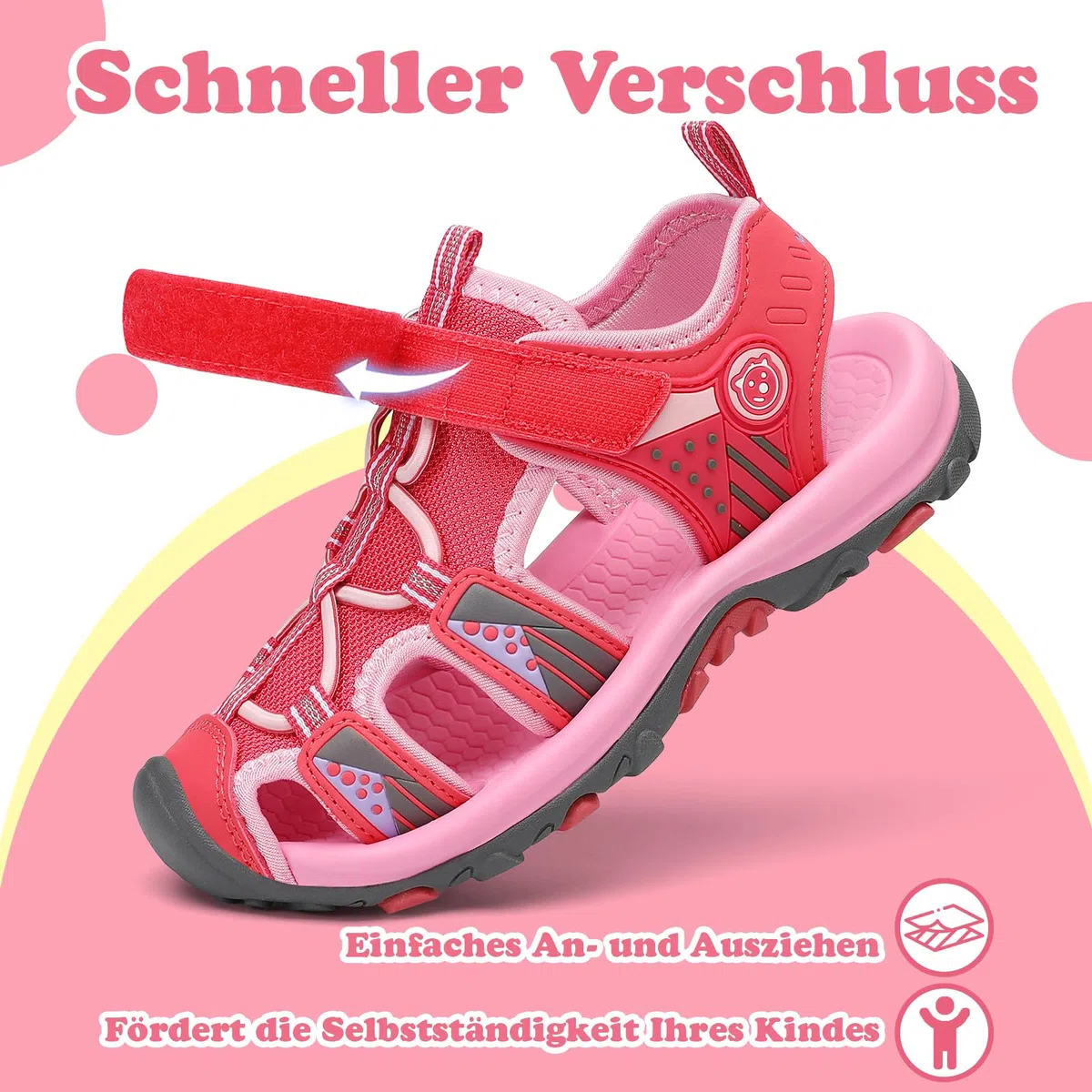Mishansha Geschlossene Mädchen Sandalen Sommer Atmungsaktiv Gr.24-39 | Geschlossen, Kinder Sommerschuhe, Trekkingsandalen, Outdoor, Rutschfest