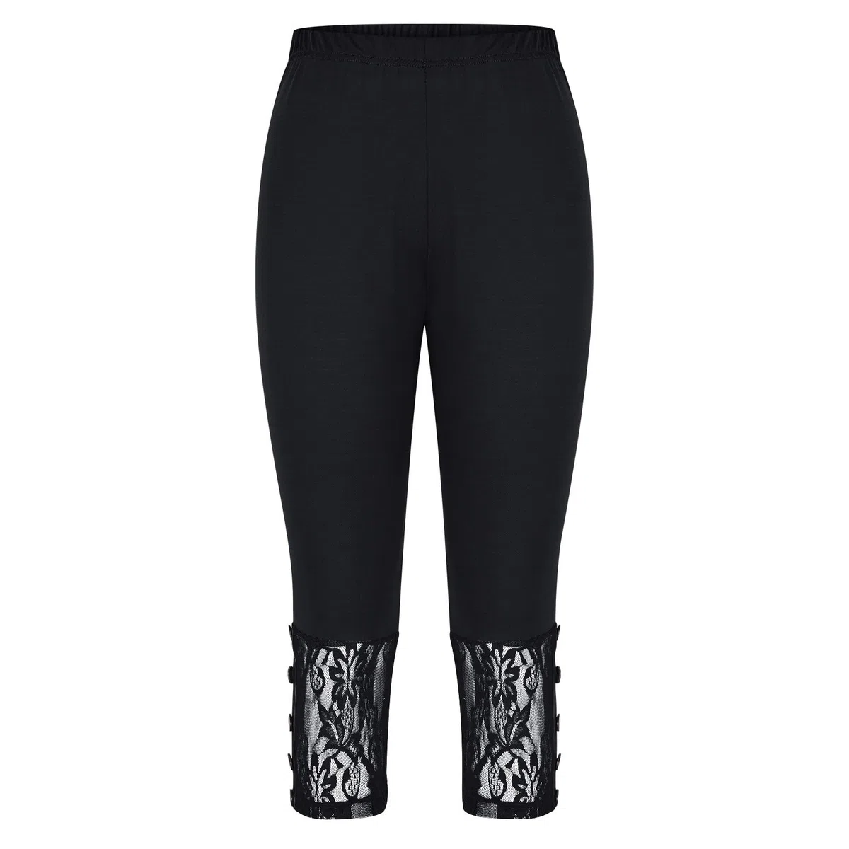 EMATOP Sexy Spitze Leggings Damen 3/4 Sport Caprihose High Waist Kurze Sporthose Blickdicht Elegant Capri Hose Baumwolle Leicht Jogginghose Bequem Einfarbig Yogahose Casual Sportleggins