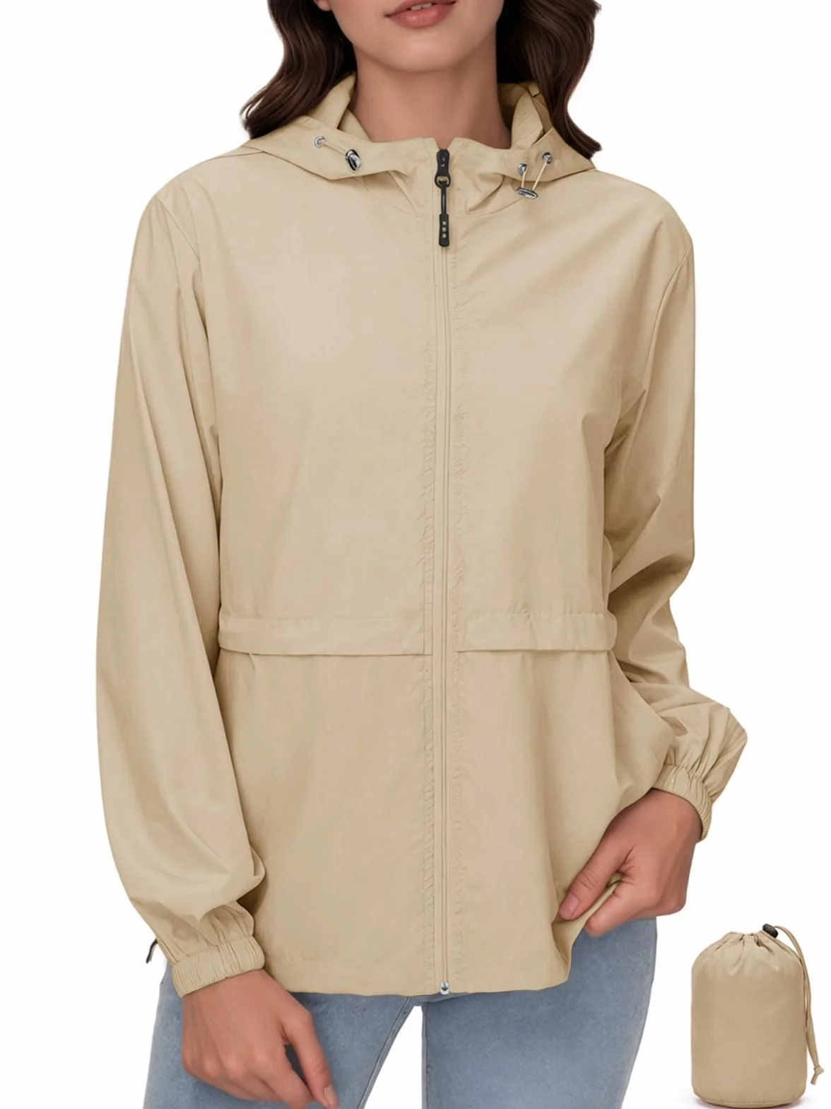 Cicy Bell Regenjacke Damen Wasserdicht Leichte Outdoorjacke mit Kapuze Übergangsjacke Regenmantel Windbreaker Wanderjacke Atmungsaktive Packbare Funktionsjacke.