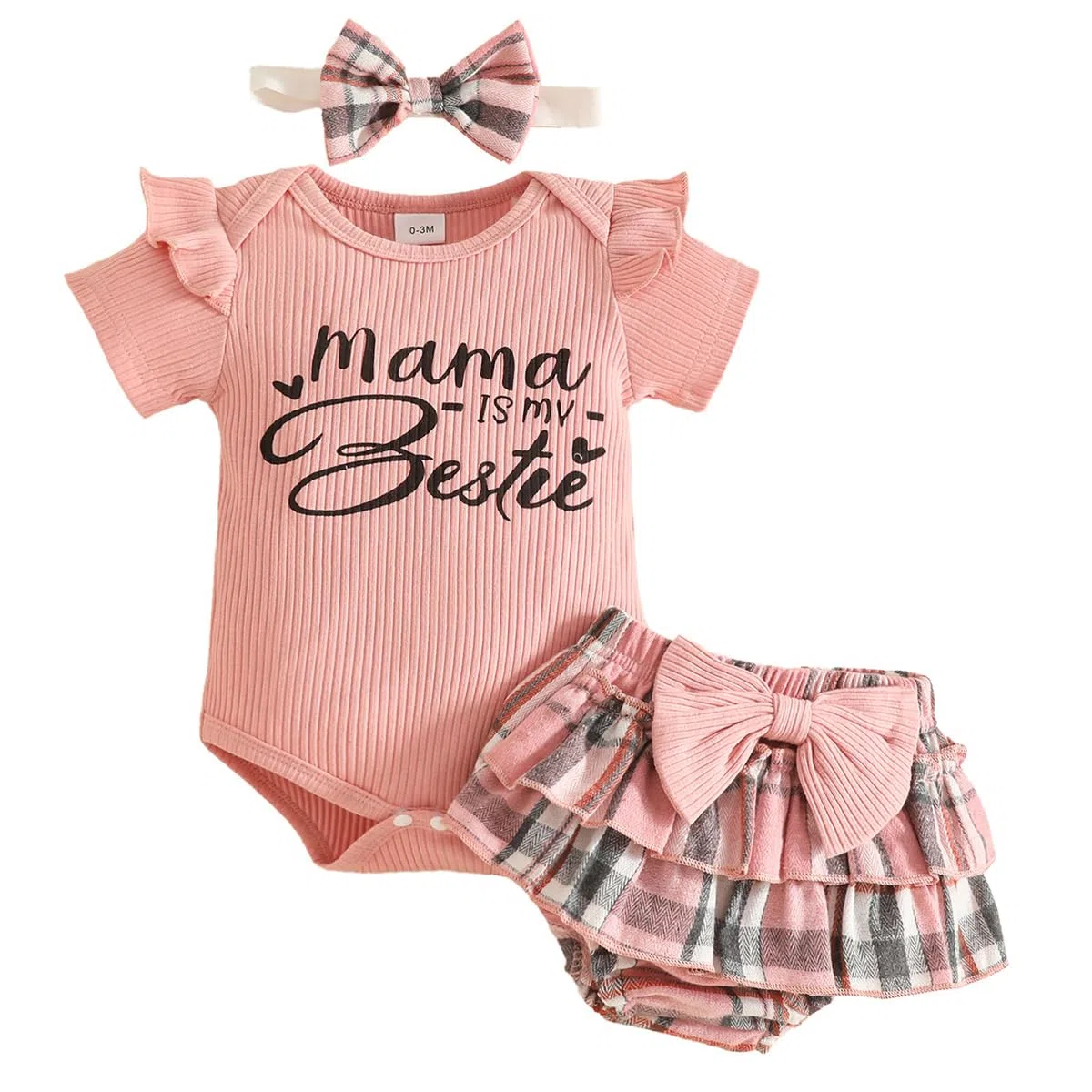 Neugeborene Baby Mädchen Sommer Outfit Rüschen Kurzarm Top+ Bowknot Bloomers Tutu Rock Shorts+ Stirnband+ Socken Cute Kleidungsset