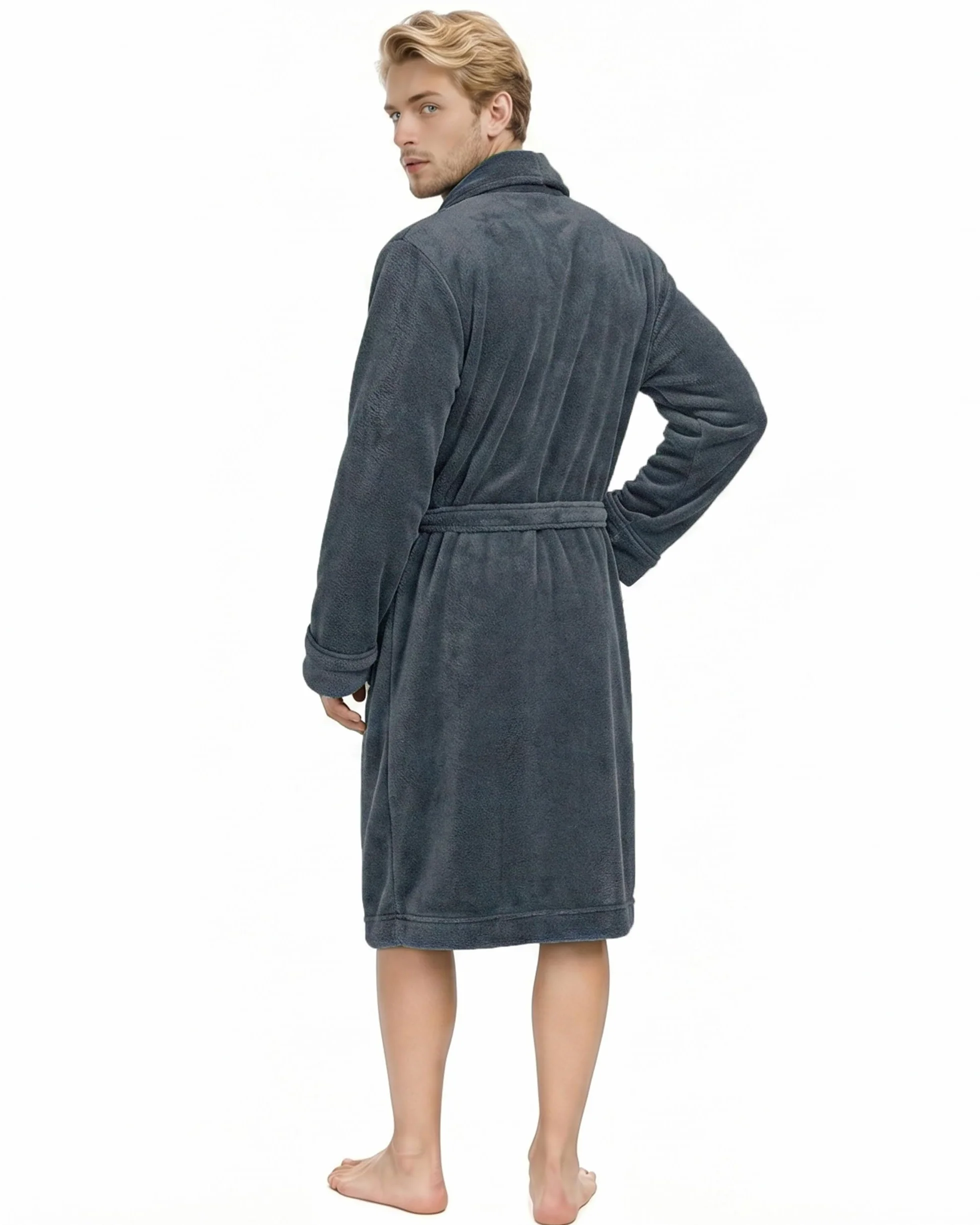 NY Threads Bademantel Herren Flauschig Fleece Kuschelig weich Schalkragen Morgenmantel fur männer
