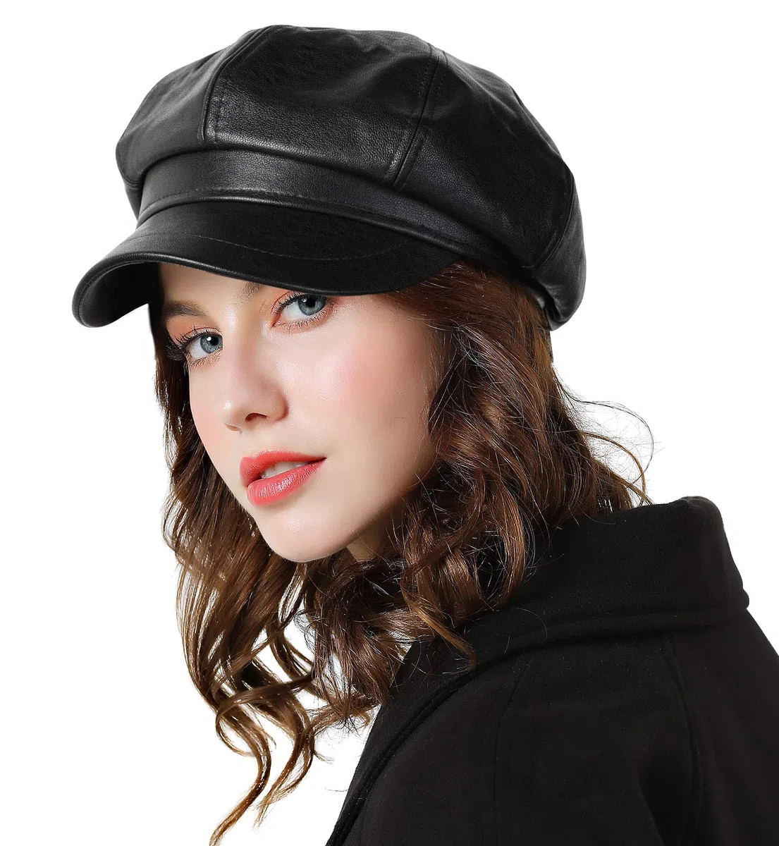 Genfien Baskenmütze, klassisch, einfarbig, französisch, für Damen, Newsboy-Mütze, Becher, Jungen, Kunstledermützen für Damen