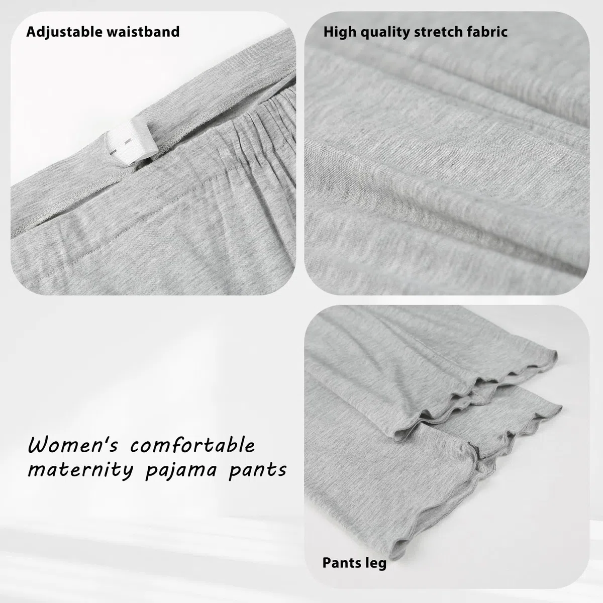 Damen Umstandshose mit Verstellbarer Bund Damen Einfarbige Umstands-Pyjamahose Schwangerschafts-Lounge-Hose