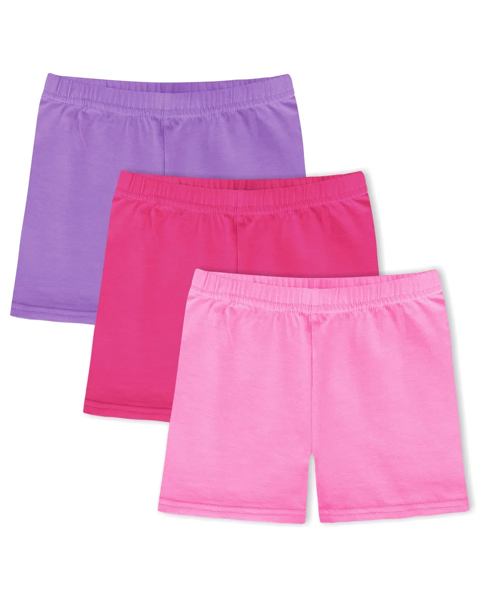 KEREDA 3er-Pack Radlerhose Mädchen Kurze Hose Kinder Shorts Leggings Baumwolle Sporthose Rosarot/Violett/Rosa 9-10 Jahre