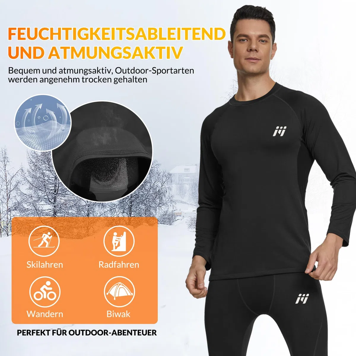 MEETWEE Herren Thermounterwäsche Oberteile, Thermoshirt Langarm Kompressionsshirt Funktionsshirt Atmungsaktiv Thermounterhemd Männer Sportshirt für Running Fitness Gym