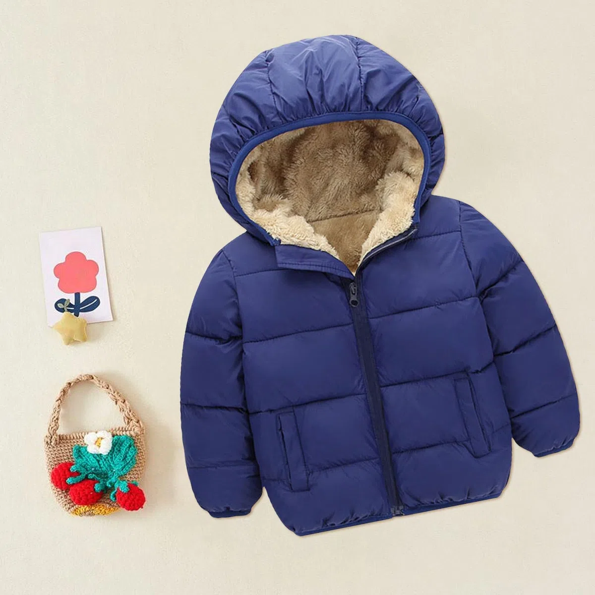 Generisch Kinder Winterjacke Mädchen Warm Steppjacke mit Kapuze,Weiche Kinderjacken mit Fleecefutter,Reißverschluss Kapuzenjacke Jungen Herbst Und Winter,Lässige Bequeme Outdoorjacke für 2-7 Jahre