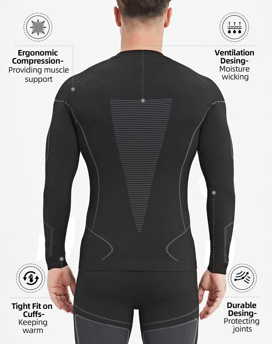 NOOYME Thermo Unterhemd Herren Thermoshirt Herren elastisch Funktionsunterwäsche Herren warm Thermo Oberteil Herren Skiunterwäsche Herren atmungsaktiv flexibel Thermounterhemd Thermounterwäsche Herren