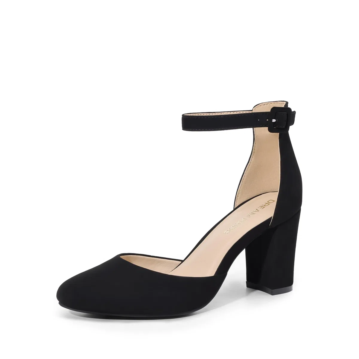 DREAM PAIRS Damen Pumps High Heels Brautschuhe mit Blockabsatz und Knöchelriemen