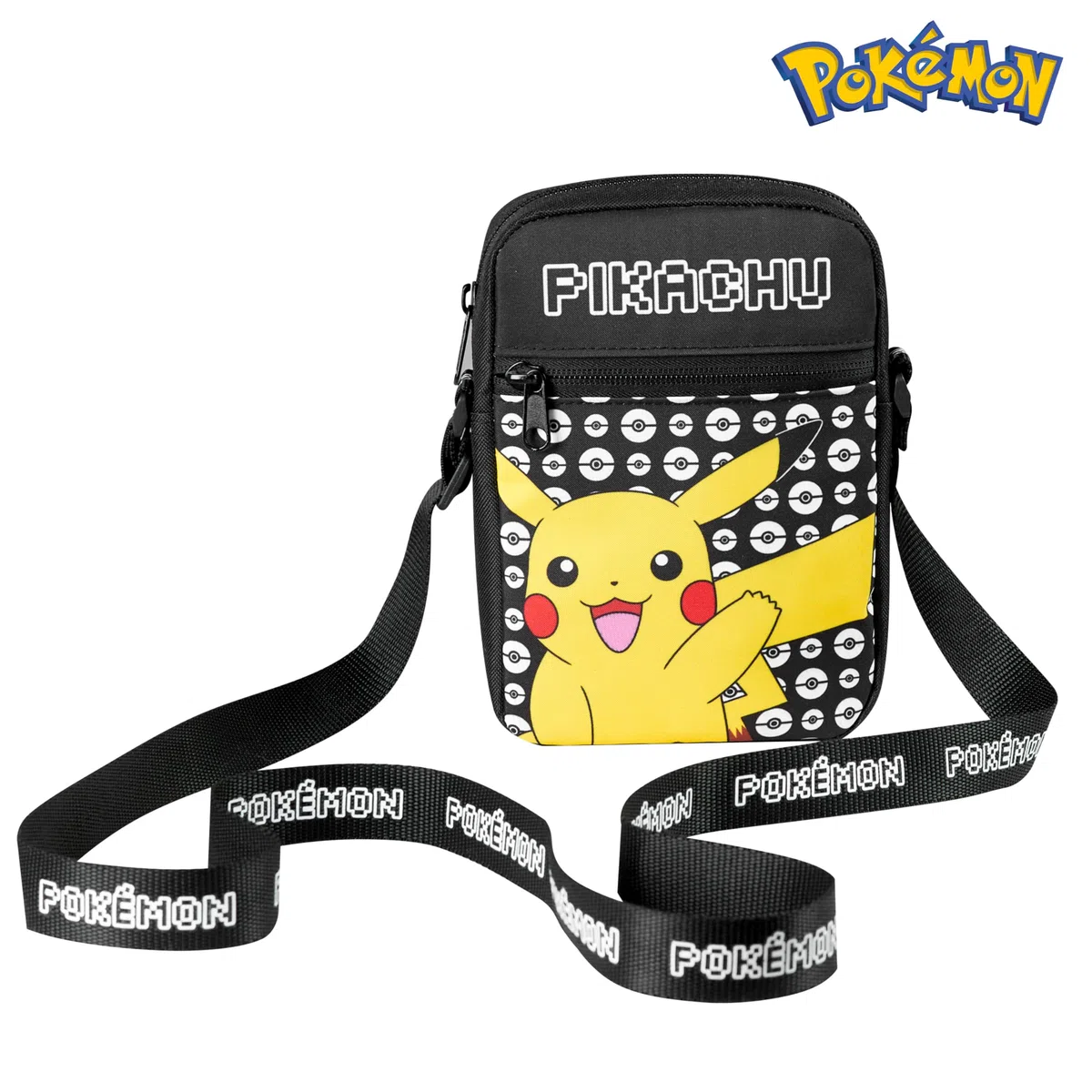 Pokemon Kinder Umhängetasche, Pikachu Reisetasche mit Verstellbarer Schultergurt, Großes Hauptfach mit Reißverschluss Kinder Geschenke