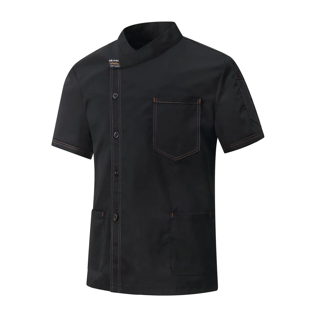 Herren Kochjacke Kurzarm Slim Fit Kochbekleidung Unisex Chef Uniform Professional Kochjacke Modern Style Chef Cafe Bäckerjacke